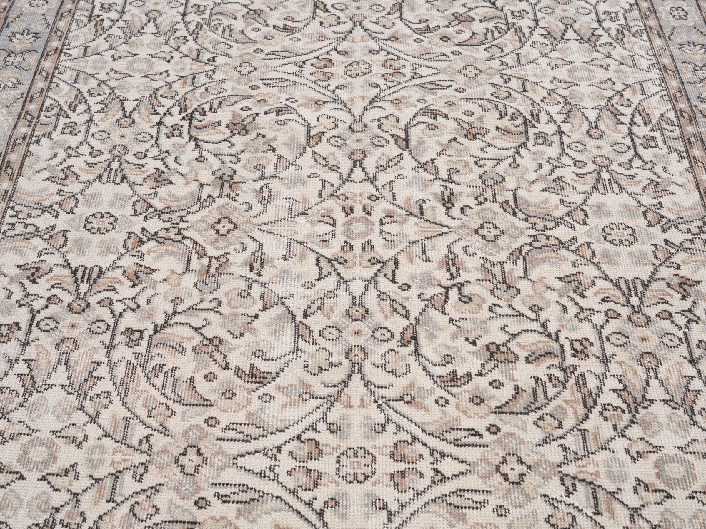 Turkish Isparta area rug in cream and brown, view 4 of 10