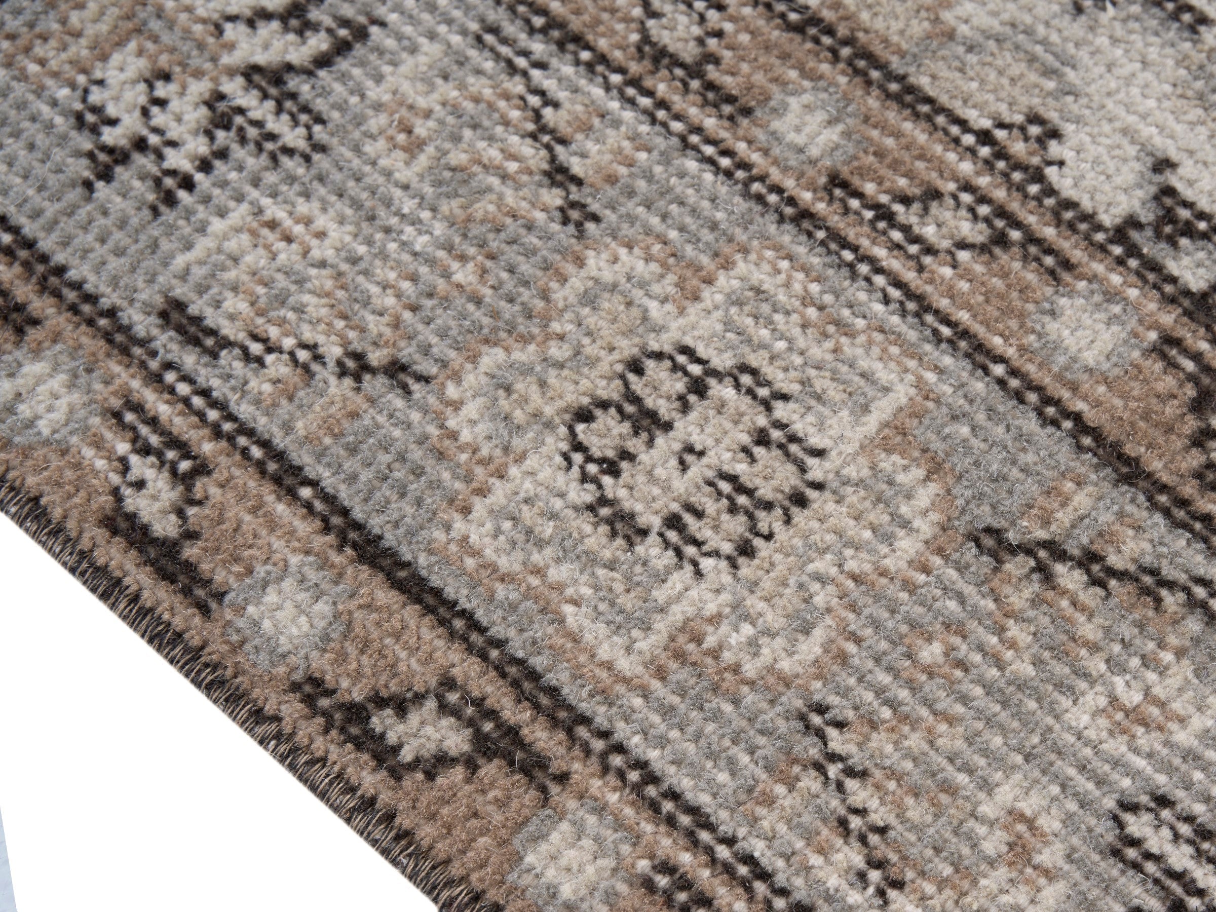 Turkish Isparta area rug in cream and brown, view 6 of 10