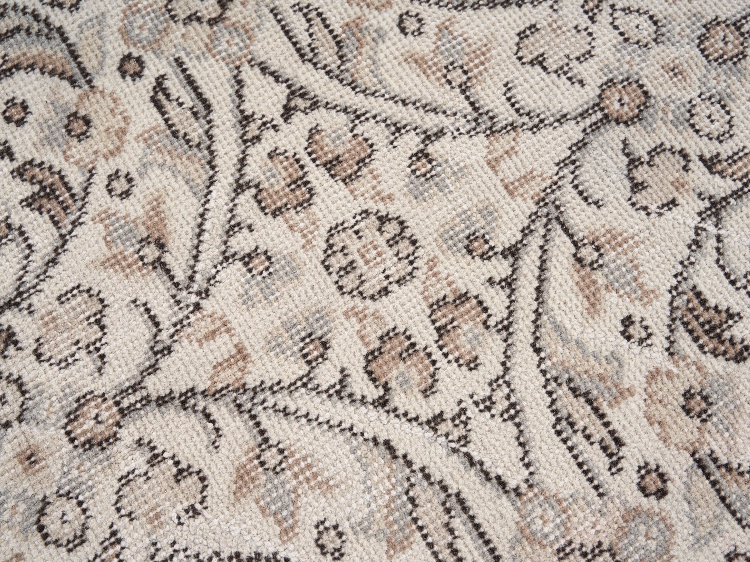 Turkish Isparta area rug in cream and brown, view 7 of 10