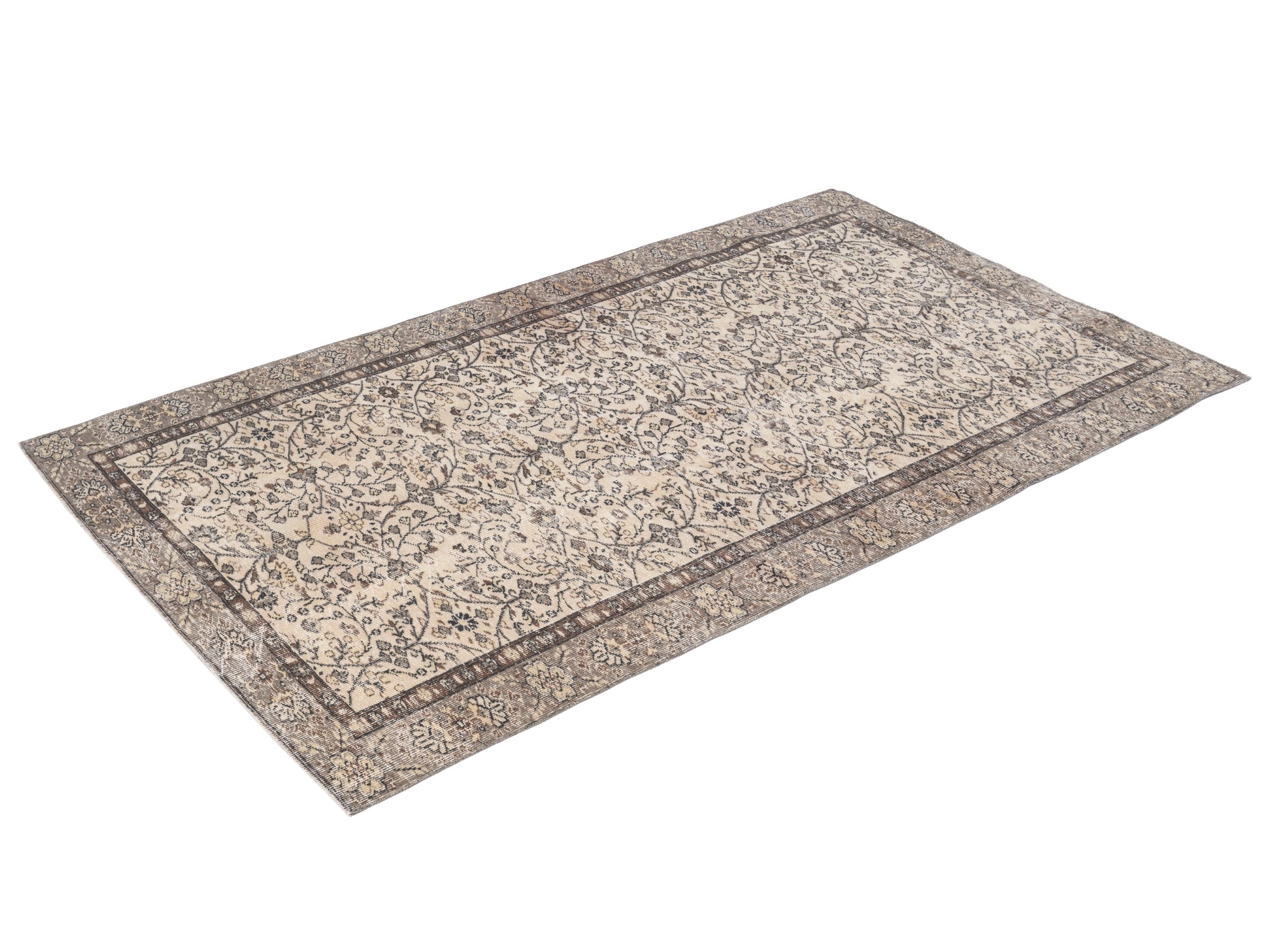 Turkish Isparta area rug in cream and charcoal, view 3 of 10