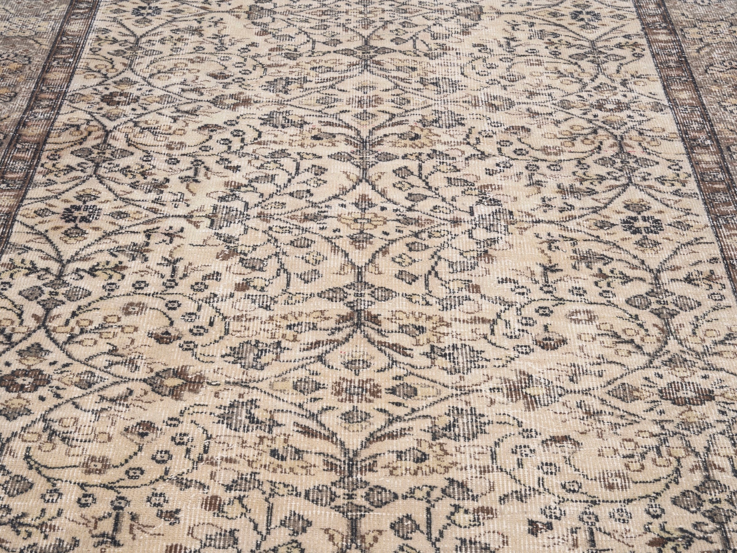 Turkish Isparta area rug in cream and charcoal, view 4 of 10