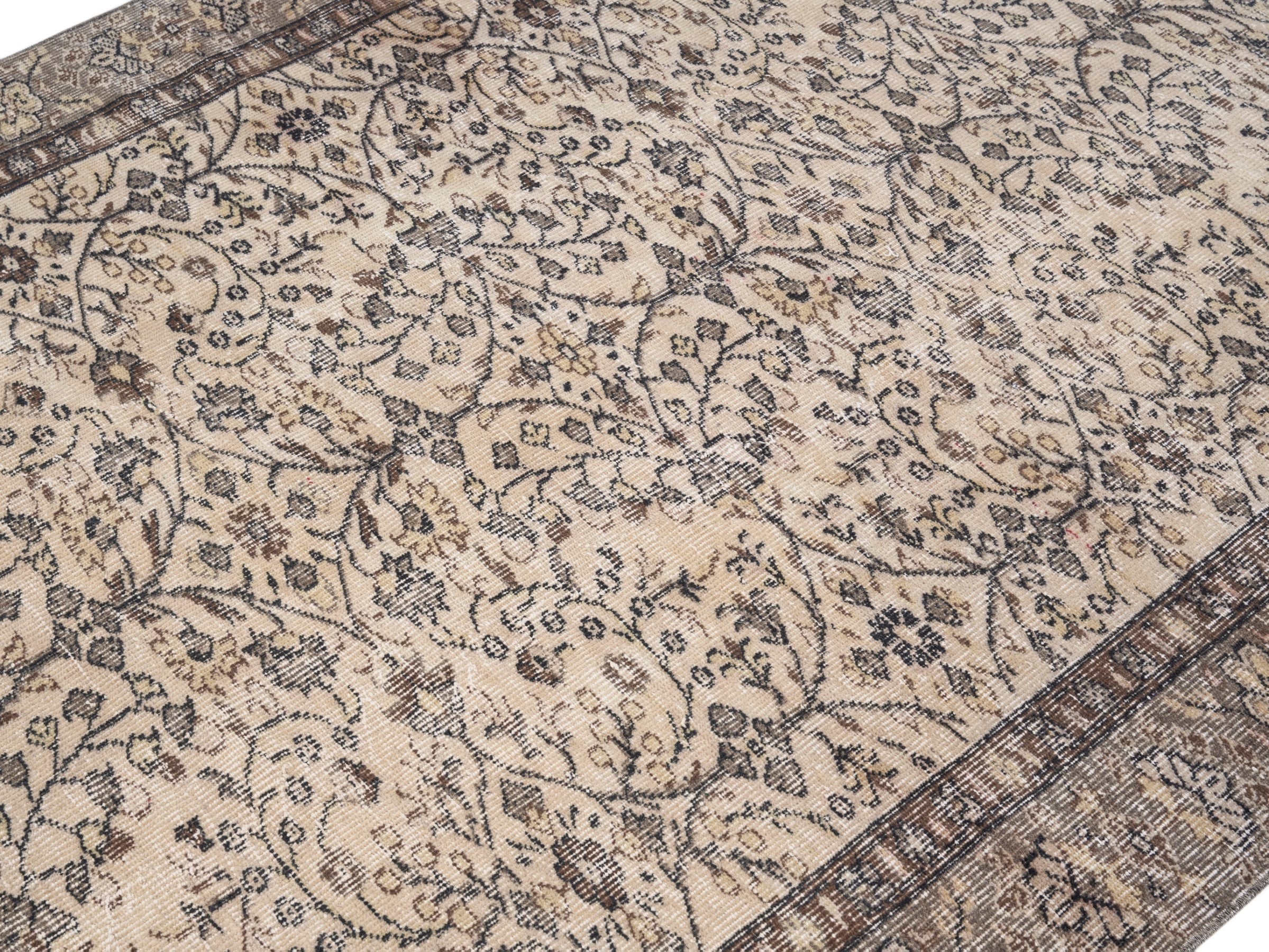 Turkish Isparta area rug in cream and charcoal, view 5 of 10