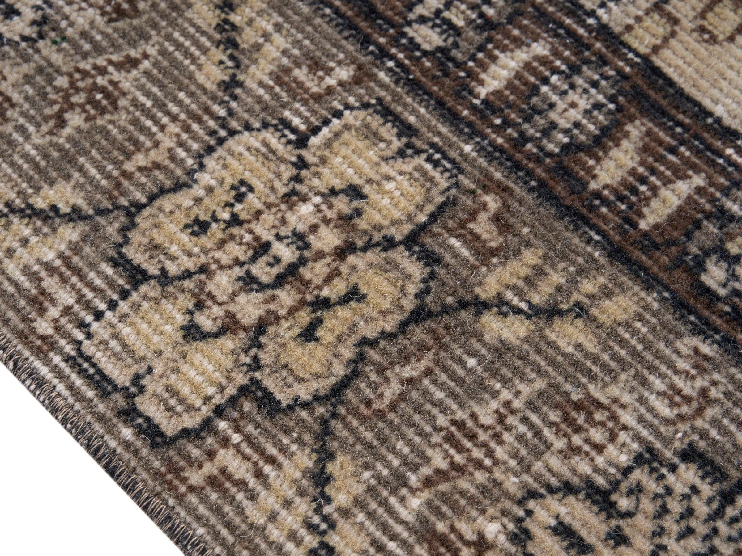 Turkish Isparta area rug in cream and charcoal, view 6 of 10
