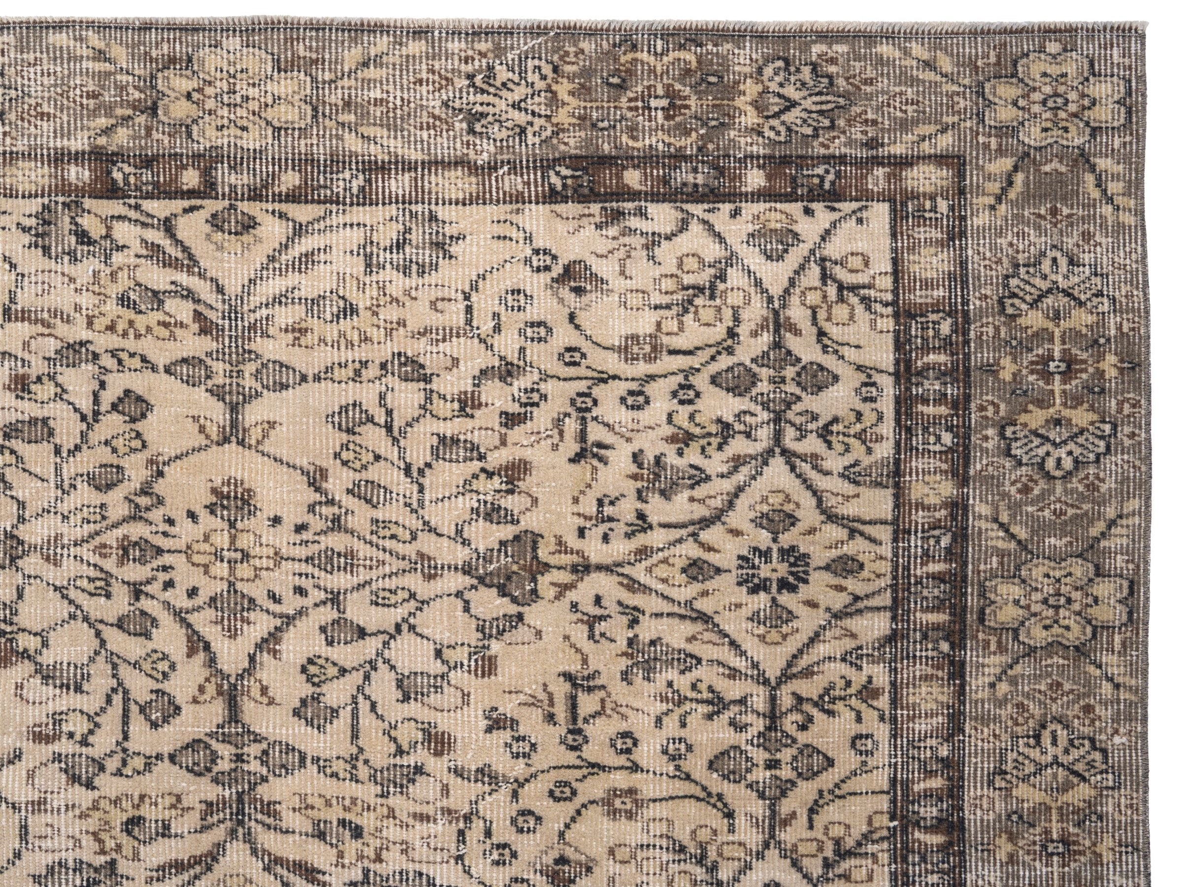 Turkish Isparta area rug in cream and charcoal, view 8 of 10