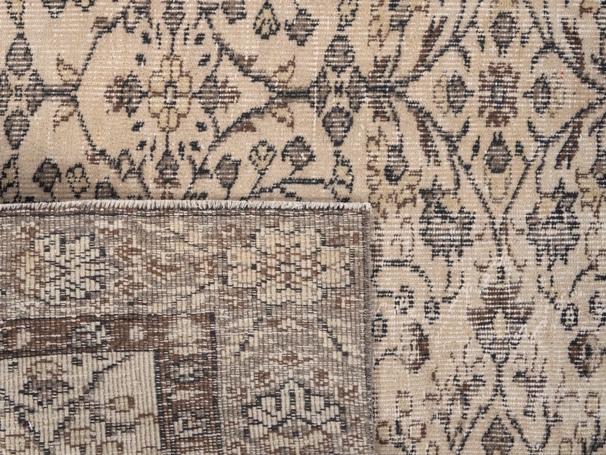 Turkish Isparta area rug in cream and charcoal, view 10 of 10