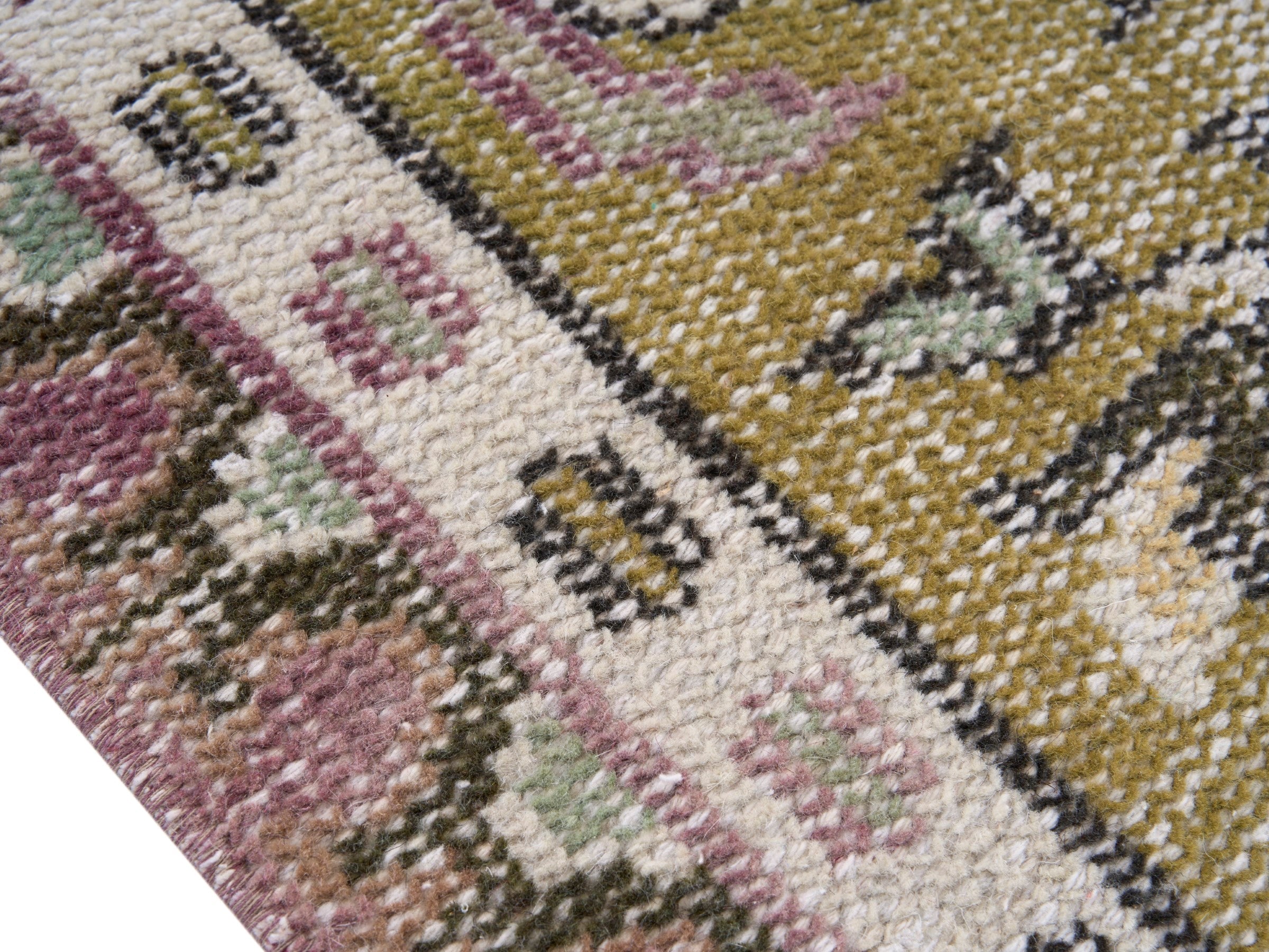 Turkish Isparta area rug in muted pink and straw, view 6 of 10