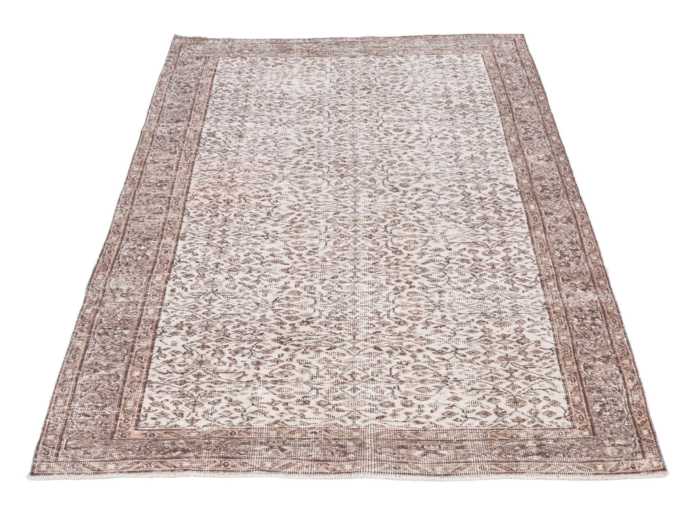 Turkish Isparta area rug in cream and terracotta, view 2 of 10