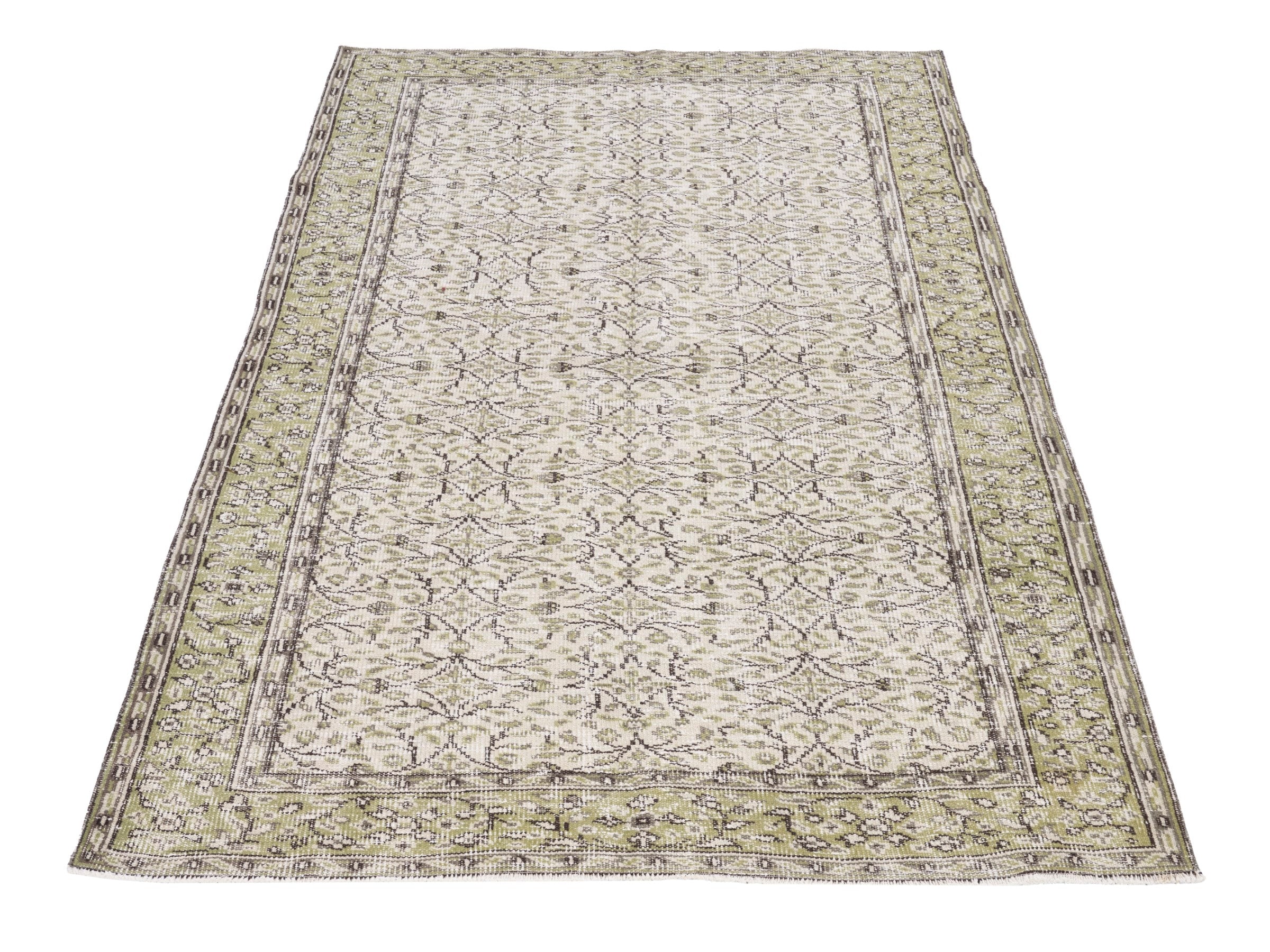 Turkish Manisa area rug in beige and straw, view 2 of 10