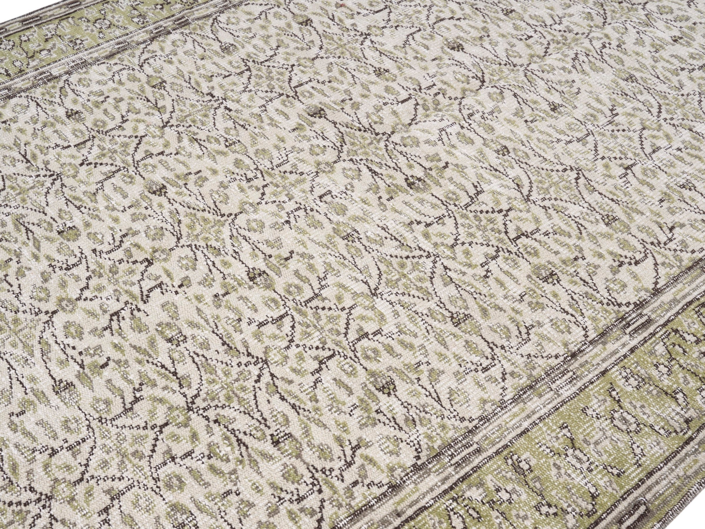 Turkish Manisa area rug in beige and straw, view 5 of 10