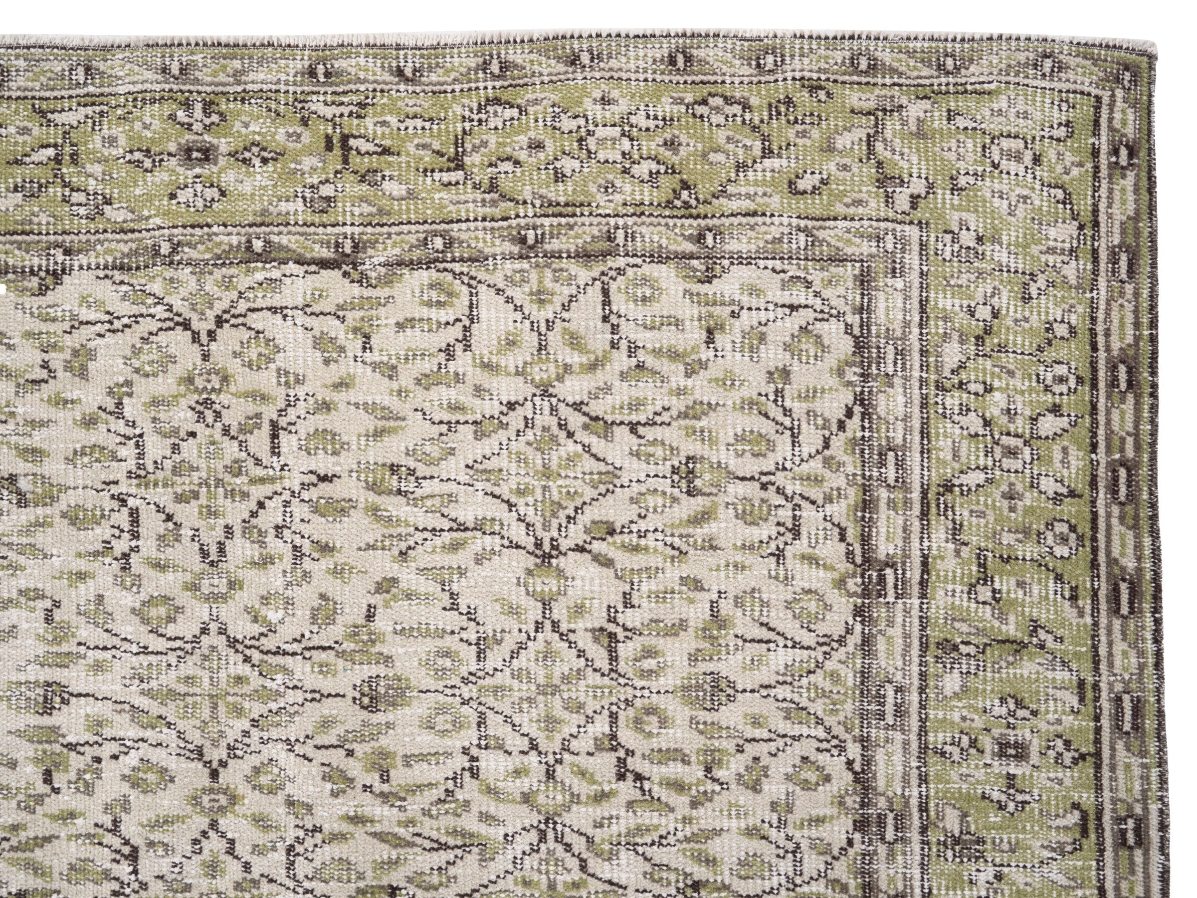 Turkish Manisa area rug in beige and straw, view 8 of 10