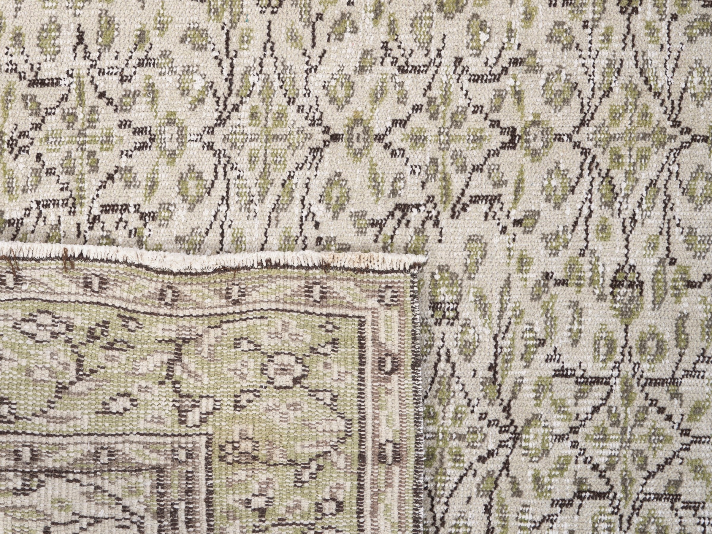 Turkish Manisa area rug in beige and straw, view 10 of 10