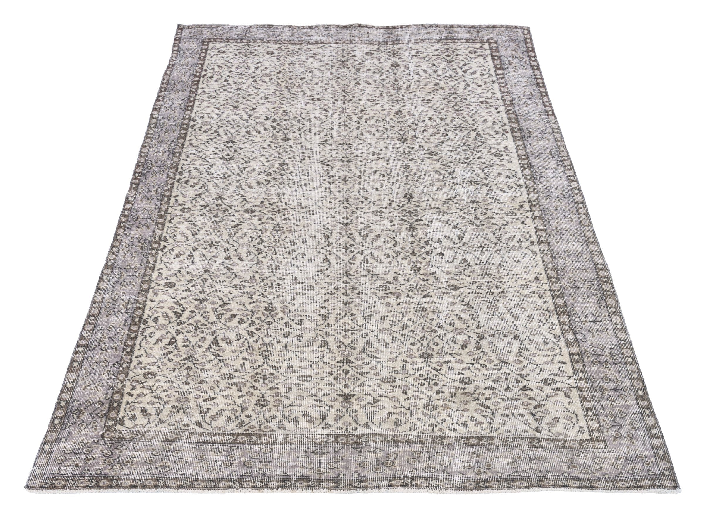 Turkish Isparta area rug in cream and greige, view 2 of 10