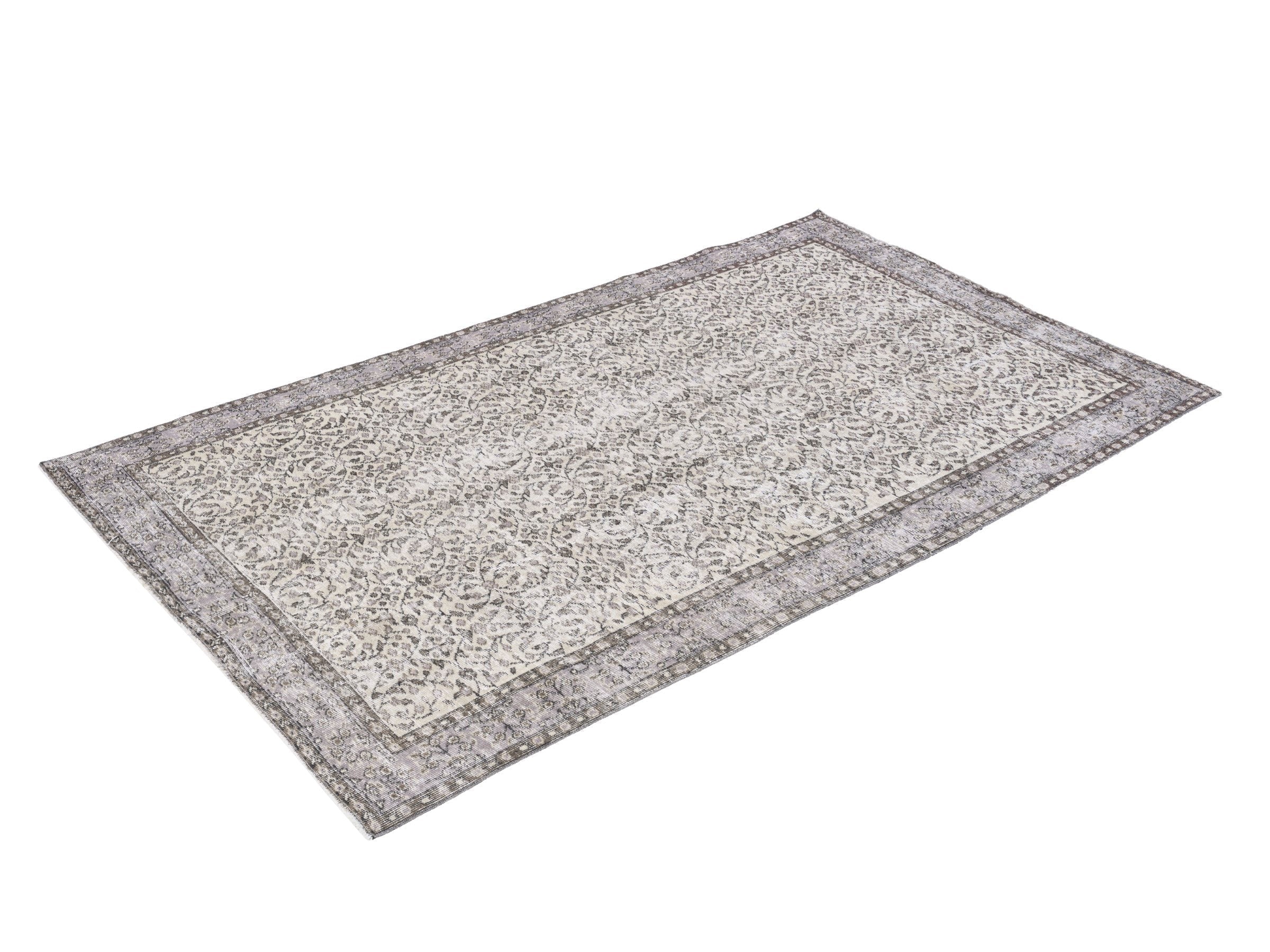 Turkish Isparta area rug in cream and greige, view 3 of 10