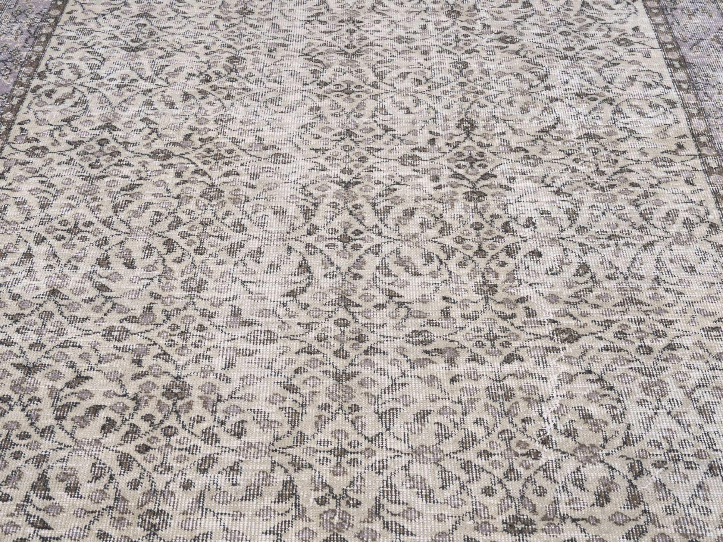 Turkish Isparta area rug in cream and greige, view 4 of 10