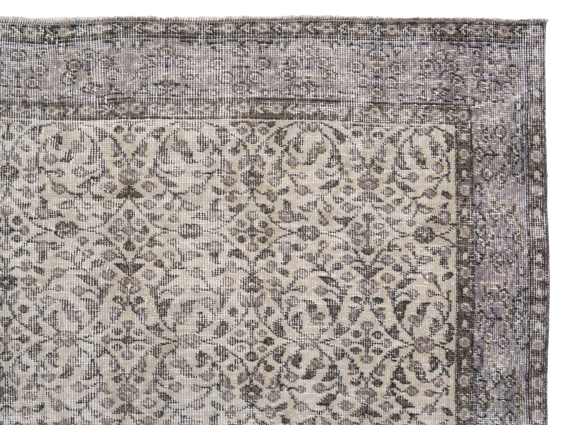 Turkish Isparta area rug in cream and greige, view 8 of 10