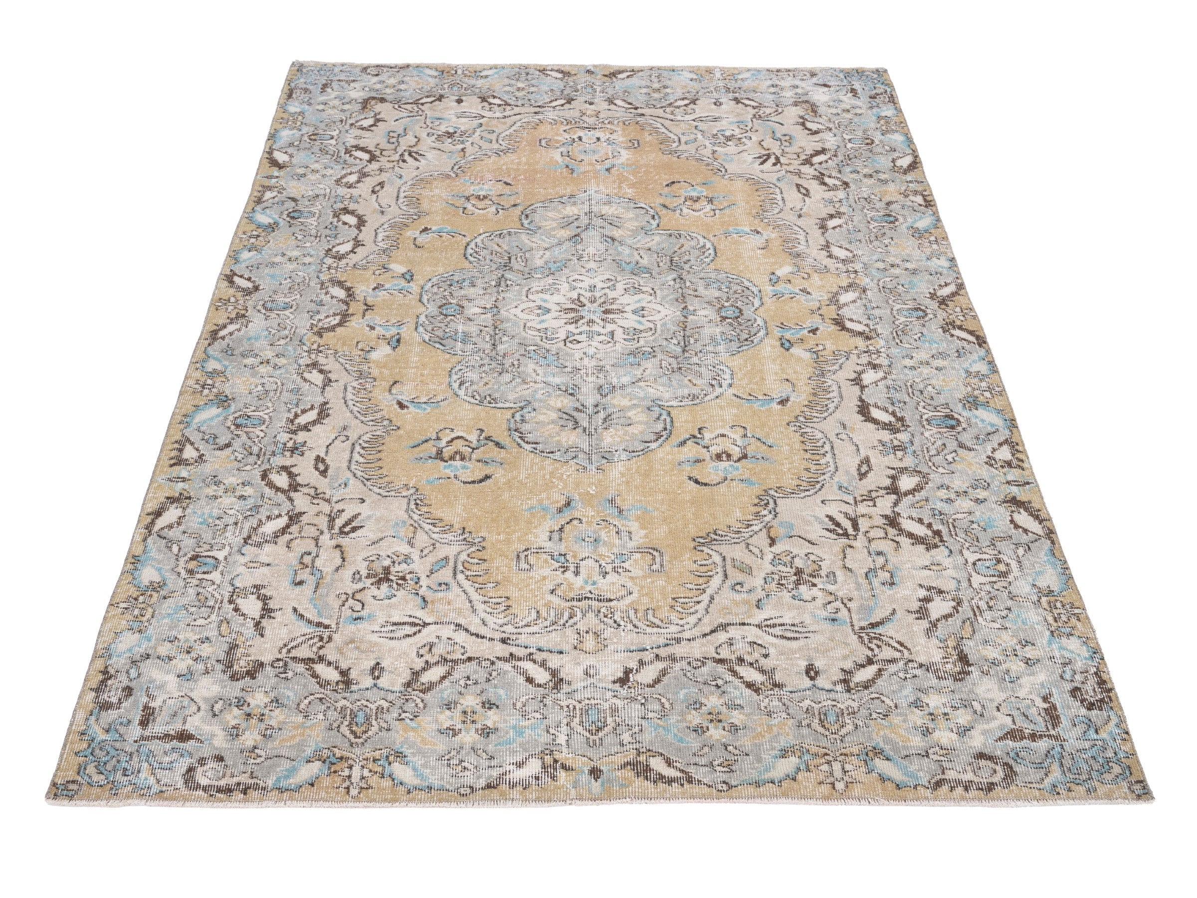 Turkish Isparta area rug in tan and stone, view 2 of 10