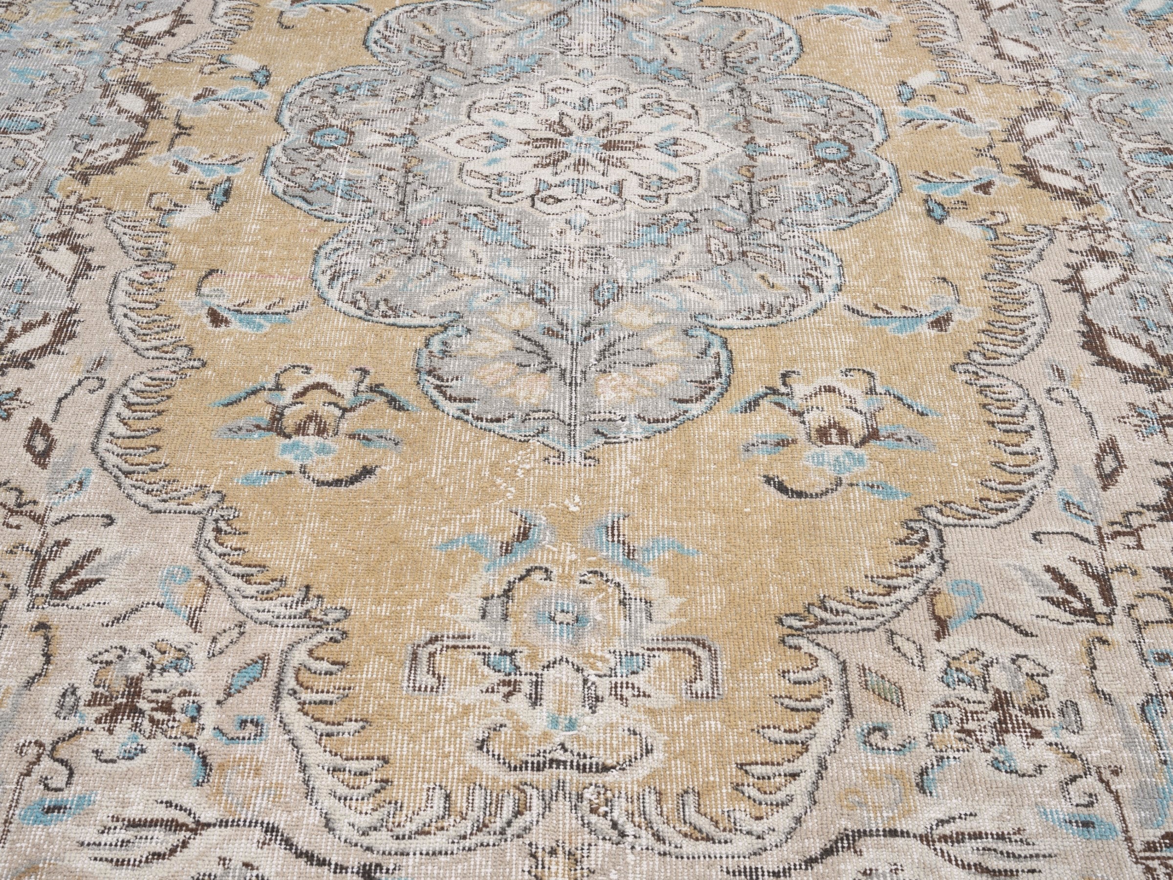 Turkish Isparta area rug in tan and stone, view 4 of 10