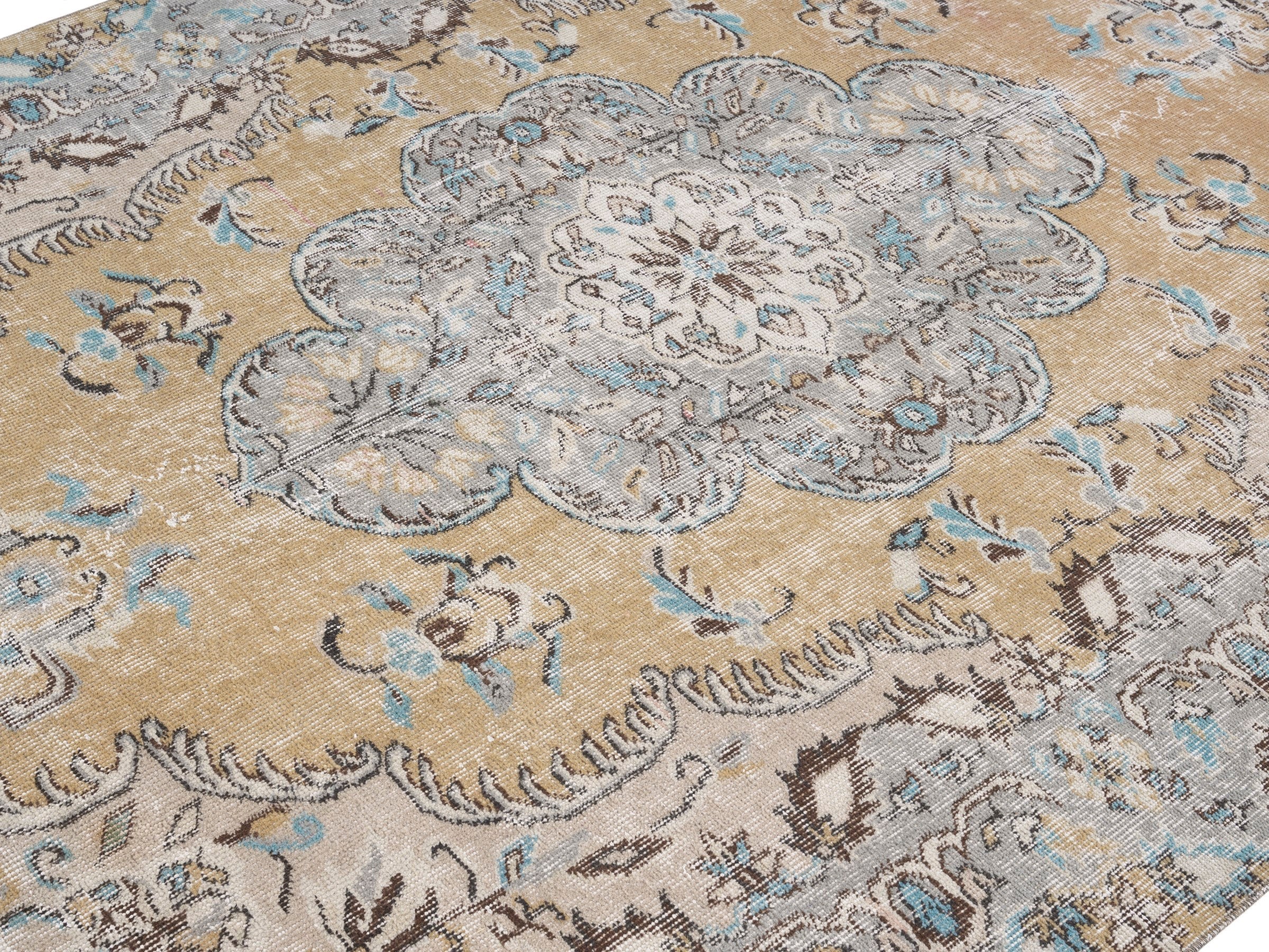 Turkish Isparta area rug in tan and stone, view 5 of 10