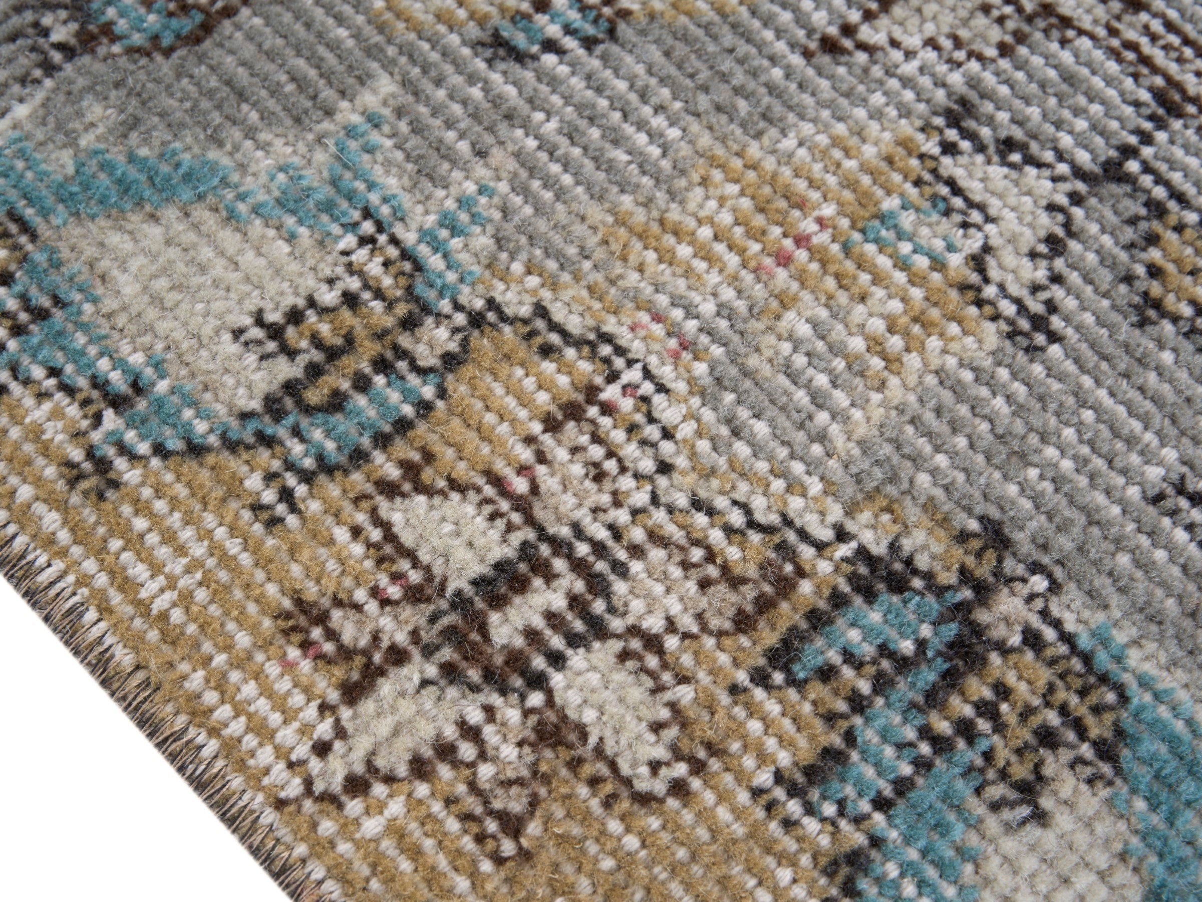 Turkish Isparta area rug in tan and stone, view 6 of 10