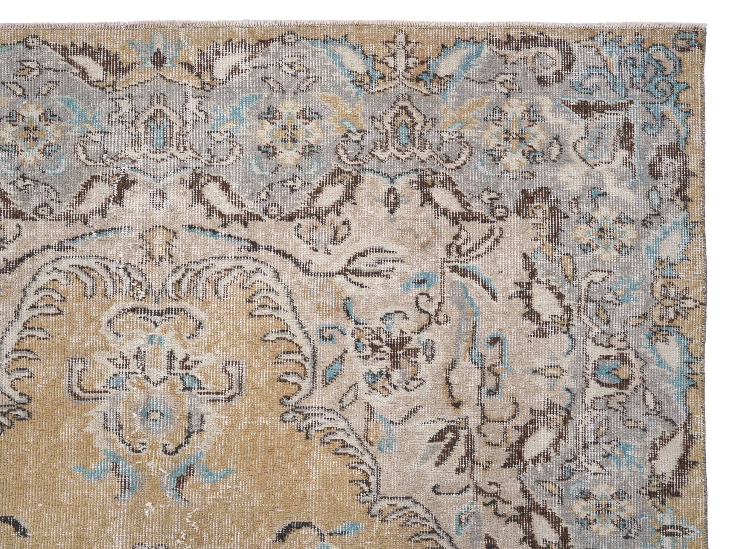 Turkish Isparta area rug in tan and stone, view 8 of 10