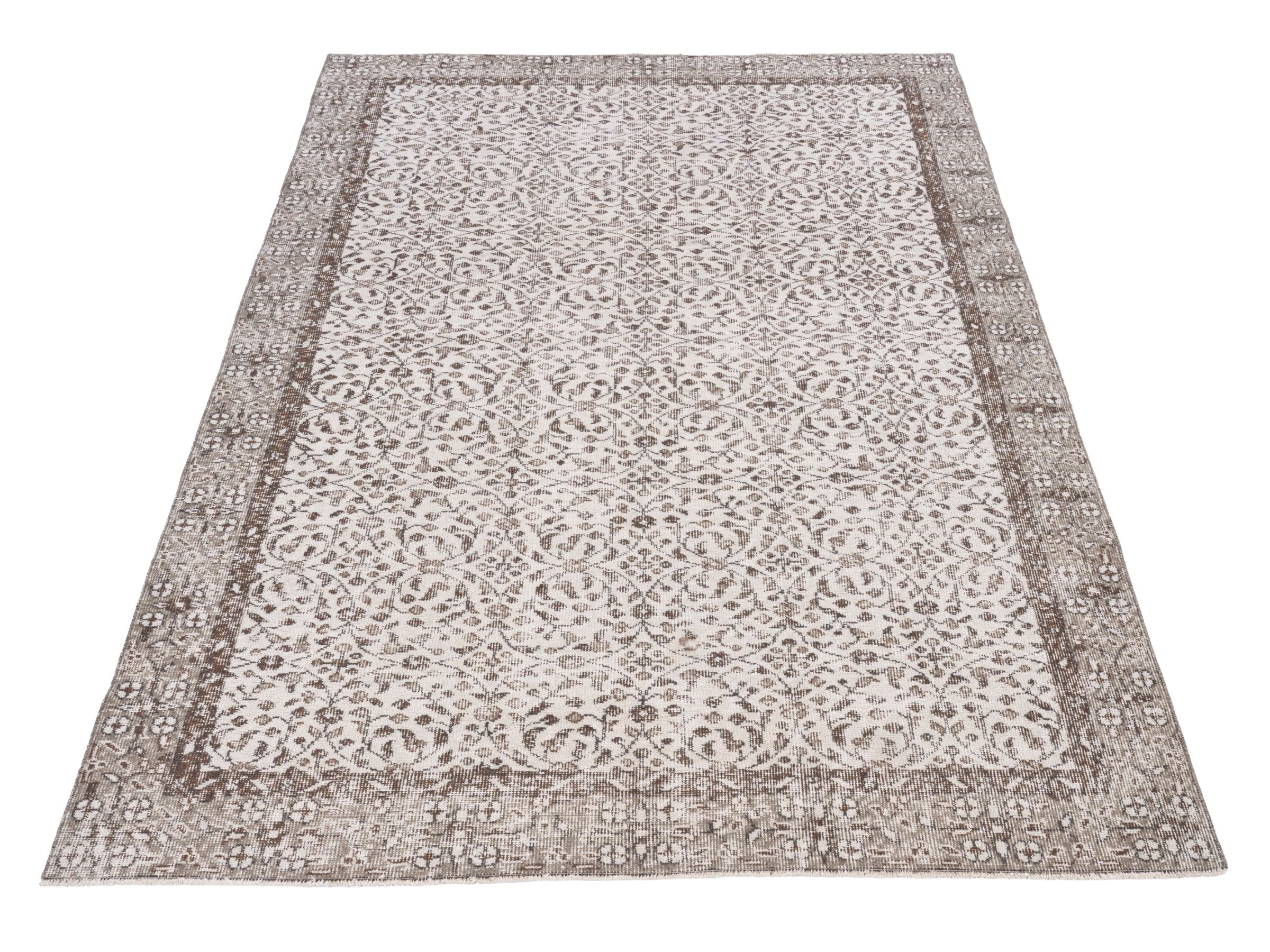 Turkish Isparta area rug in light gray and greige, view 2 of 10
