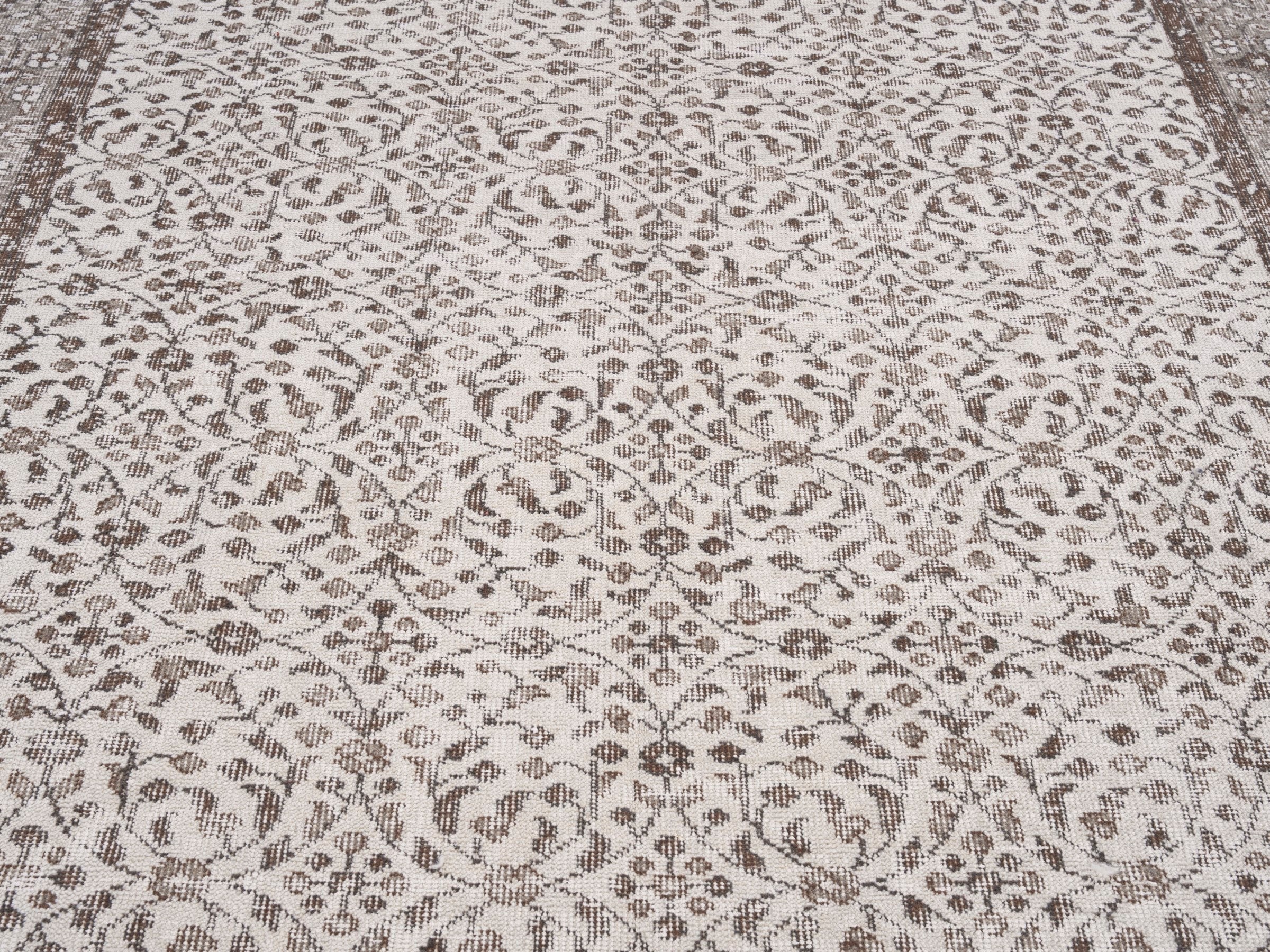 Turkish Isparta area rug in light gray and greige, view 4 of 10
