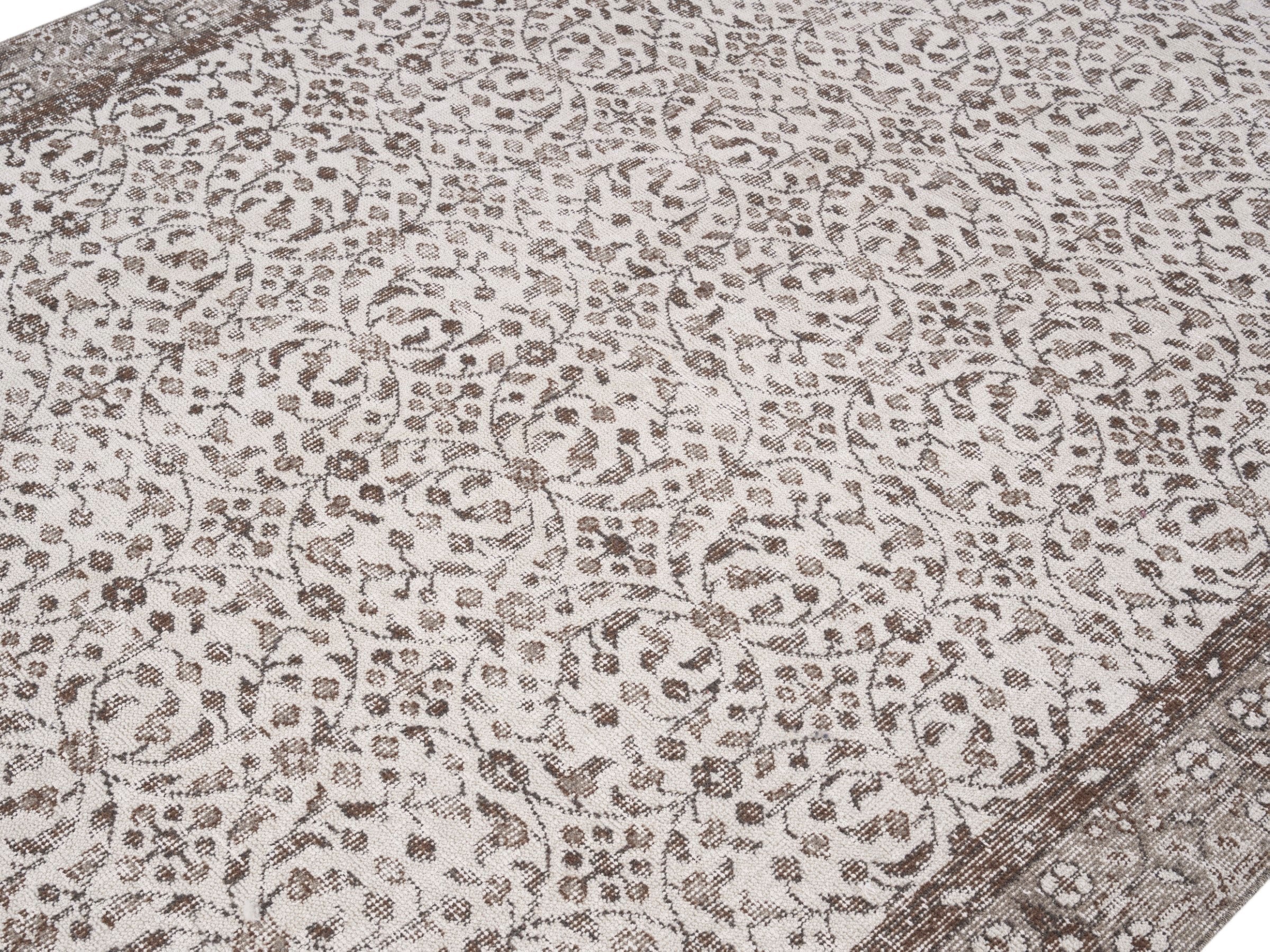 Turkish Isparta area rug in light gray and greige, view 5 of 10
