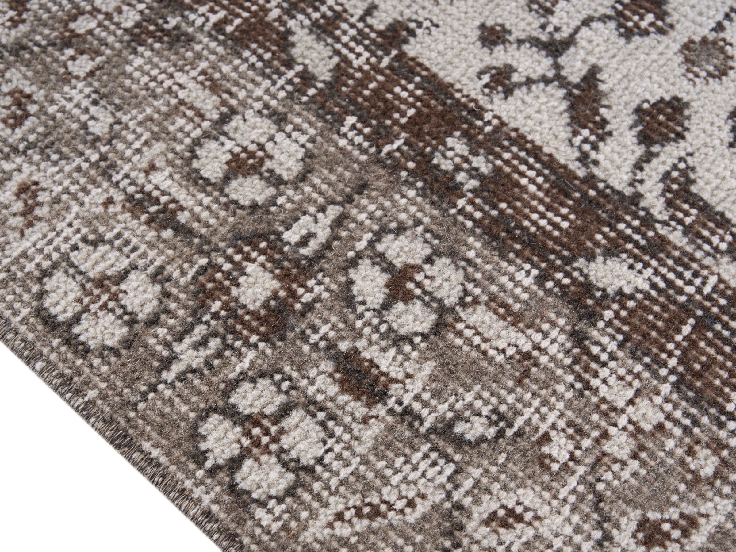 Turkish Isparta area rug in light gray and greige, view 6 of 10