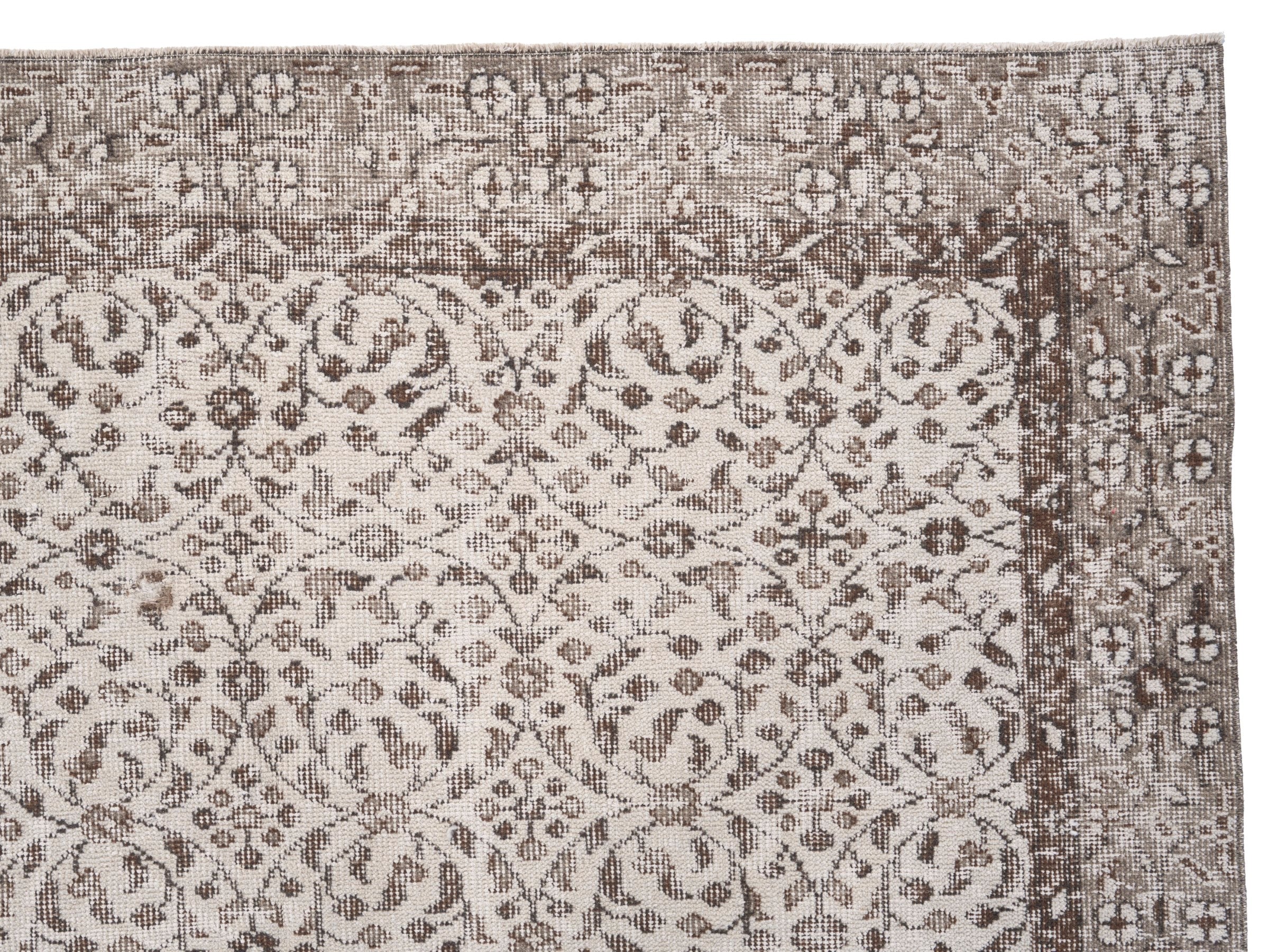 Turkish Isparta area rug in light gray and greige, view 7 of 10