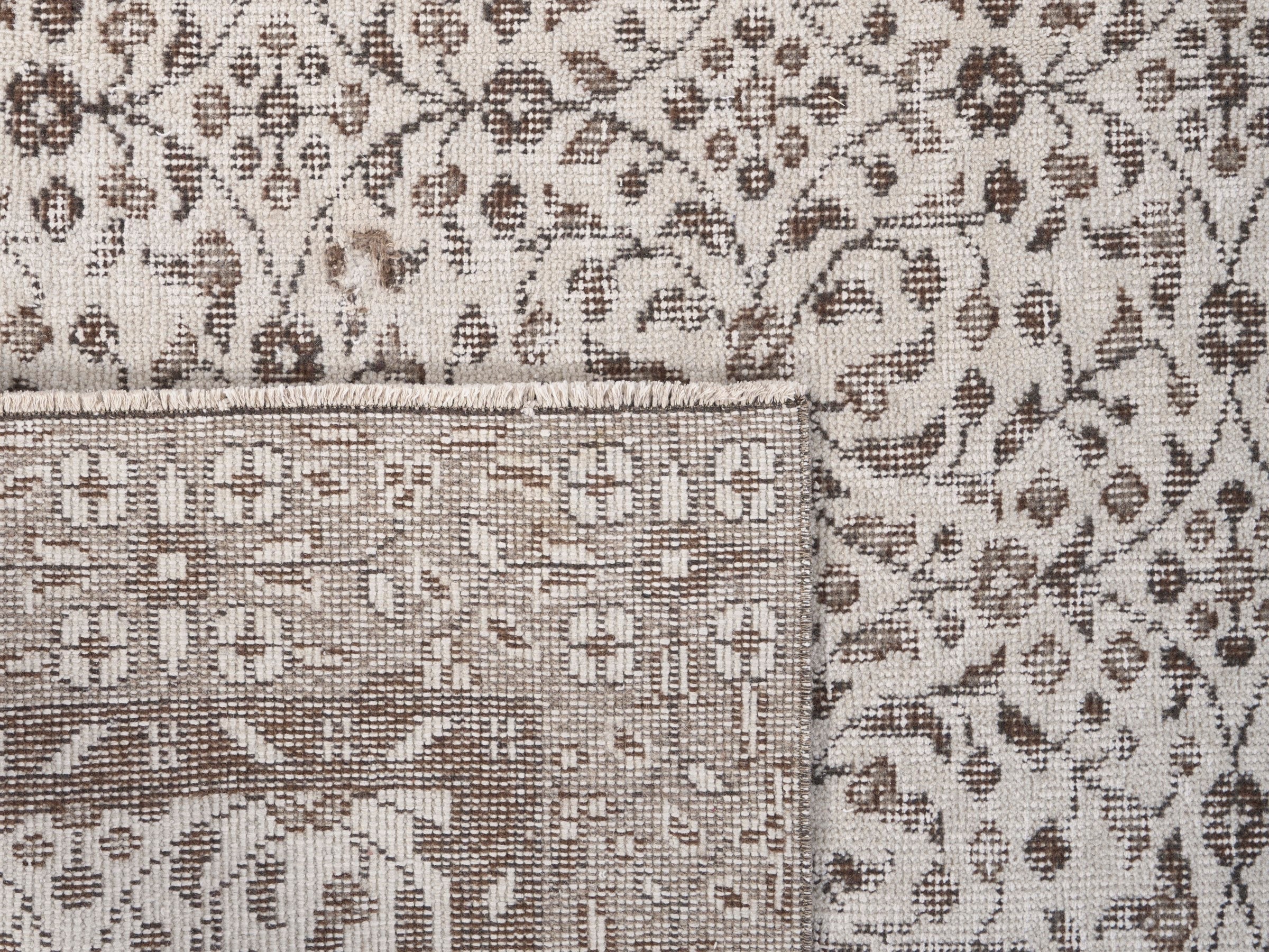 Turkish Isparta area rug in light gray and greige, view 10 of 10