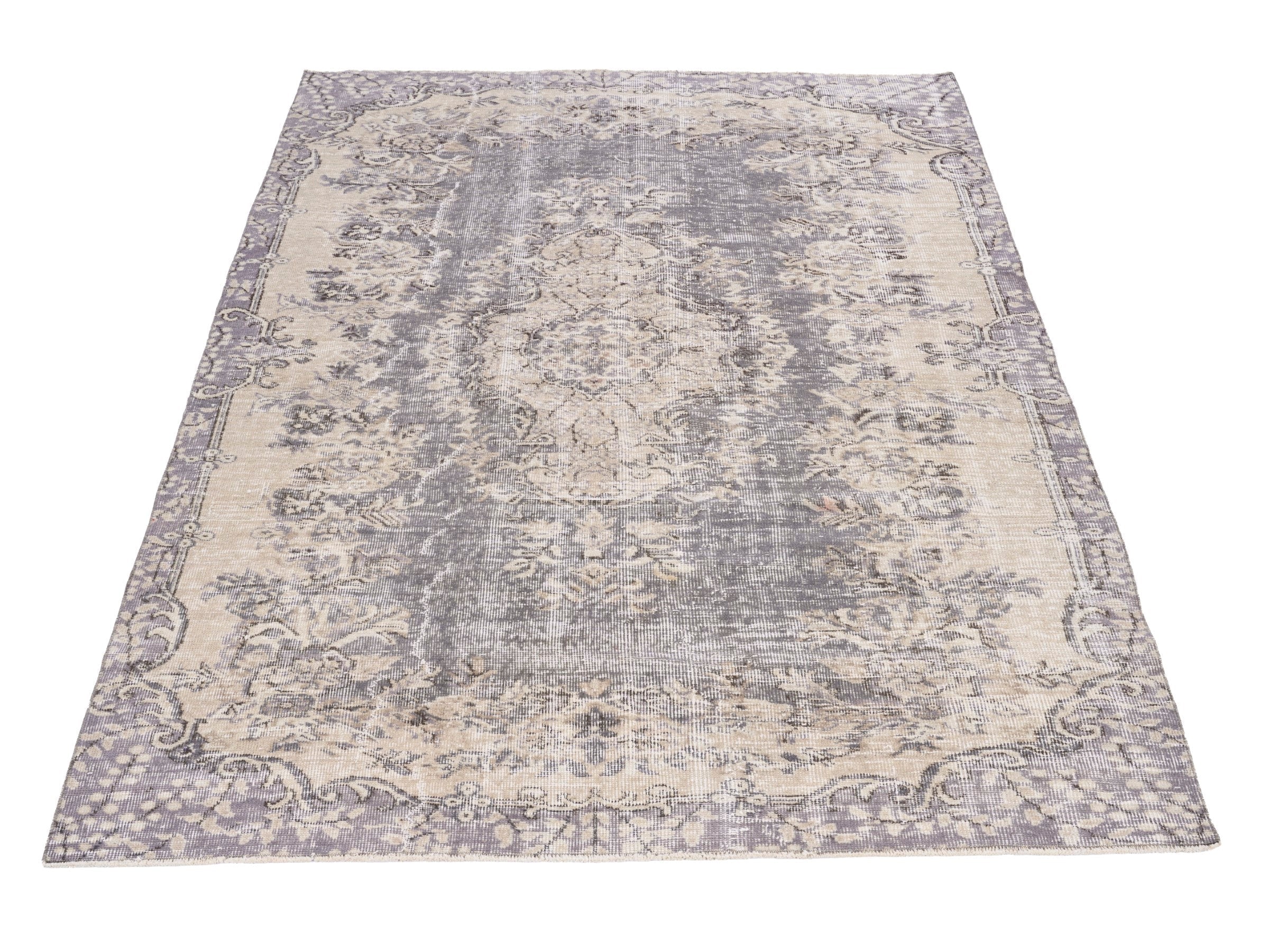 Turkish Isparta area rug in greige and taupe, view 2 of 10