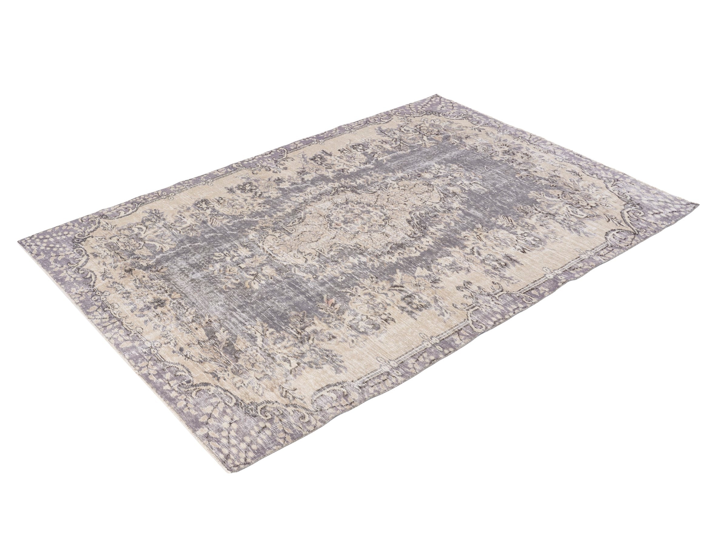 Turkish Isparta area rug in greige and taupe, view 3 of 10