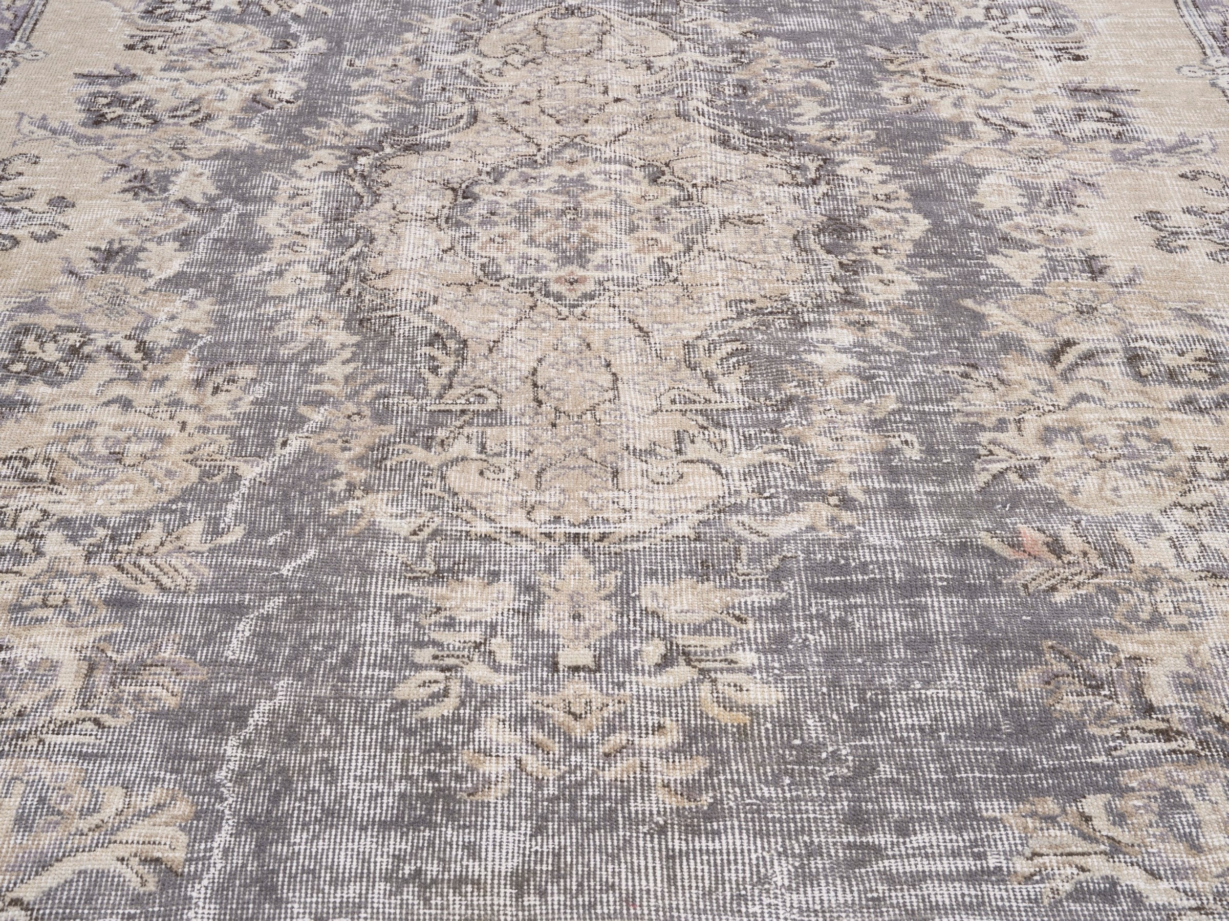 Turkish Isparta area rug in greige and taupe, view 4 of 10