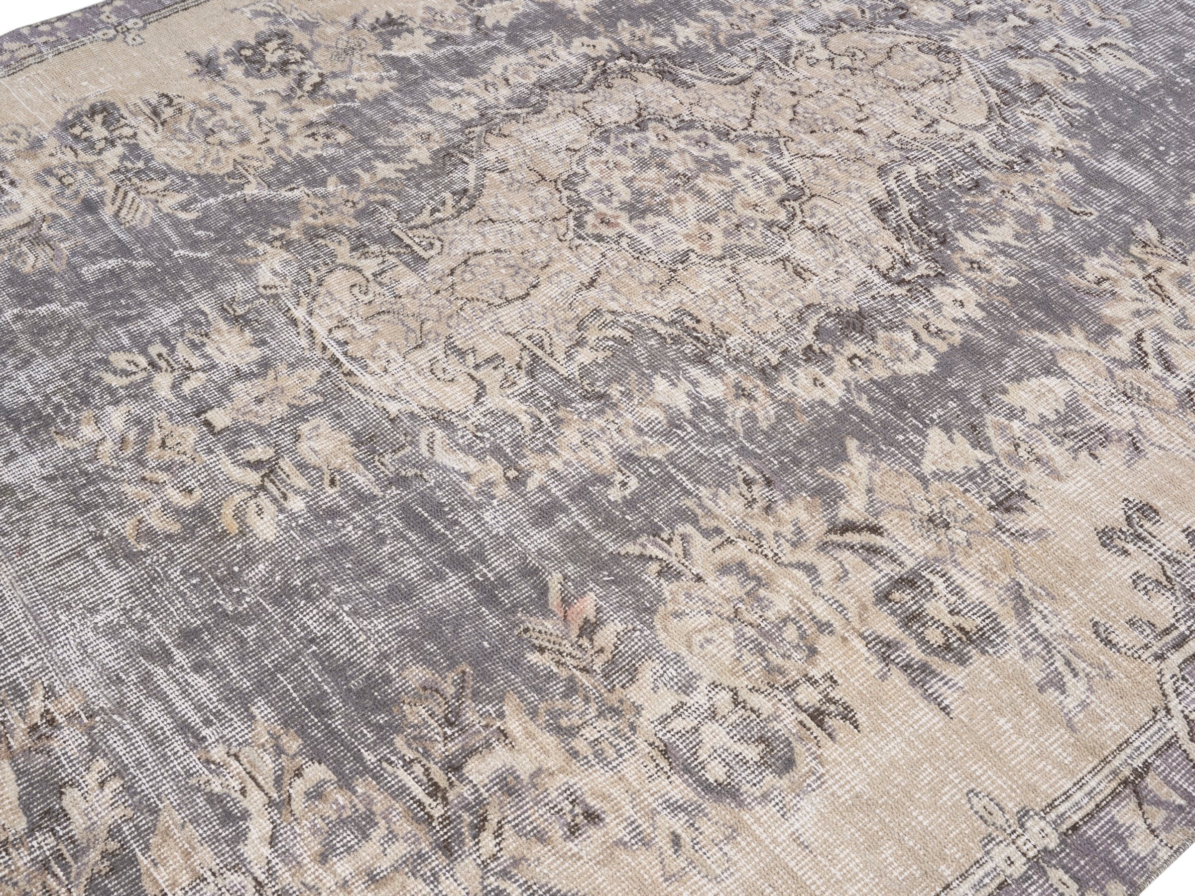 Turkish Isparta area rug in greige and taupe, view 5 of 10