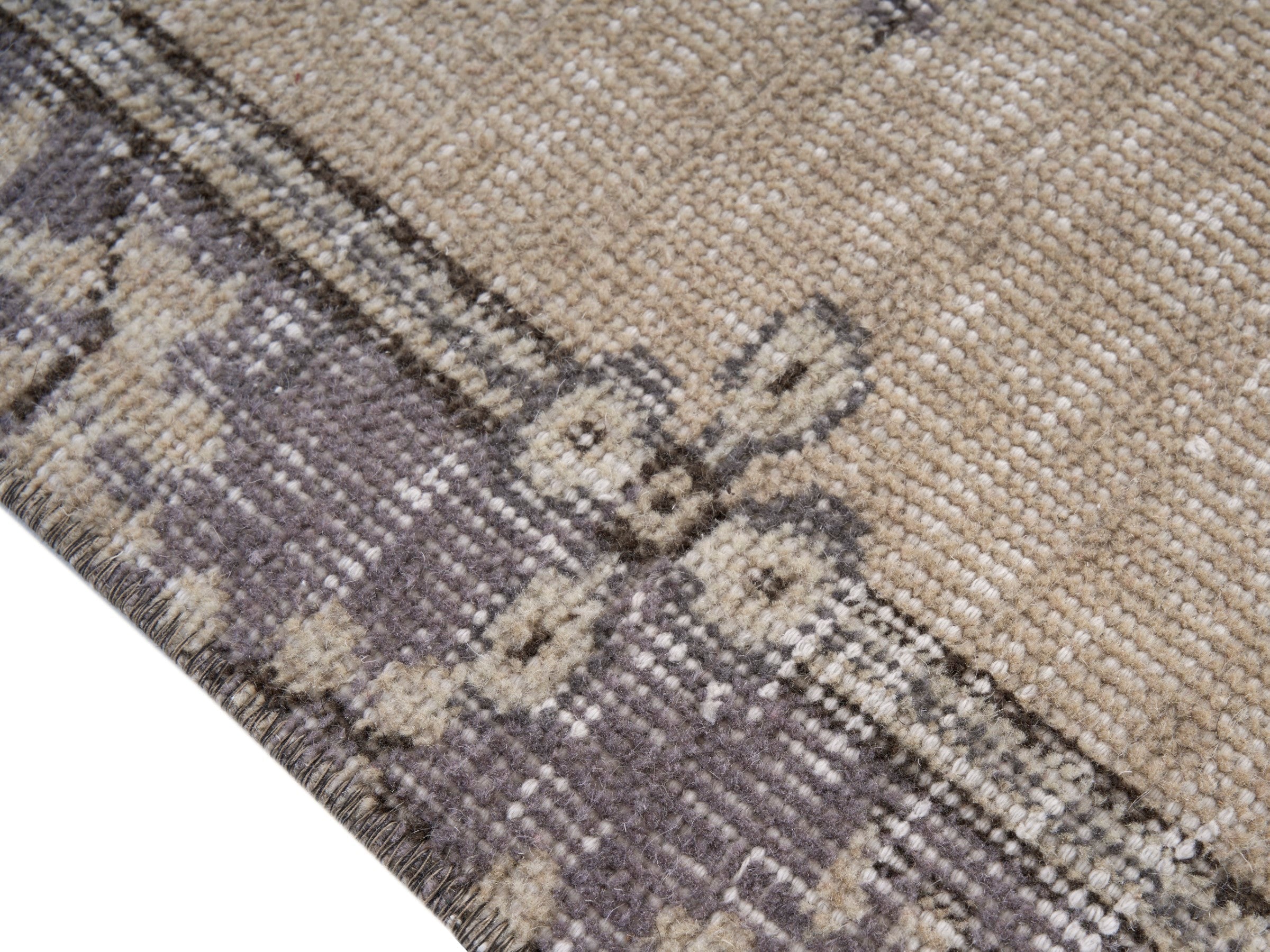 Turkish Isparta area rug in greige and taupe, view 6 of 10