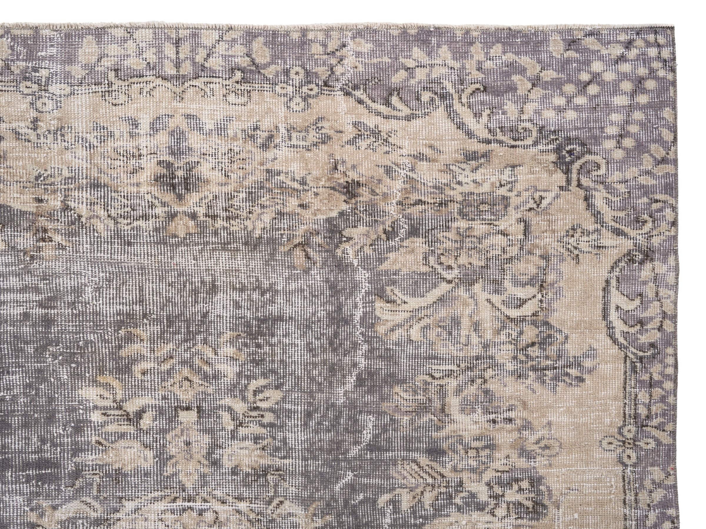 Turkish Isparta area rug in greige and taupe, view 8 of 10