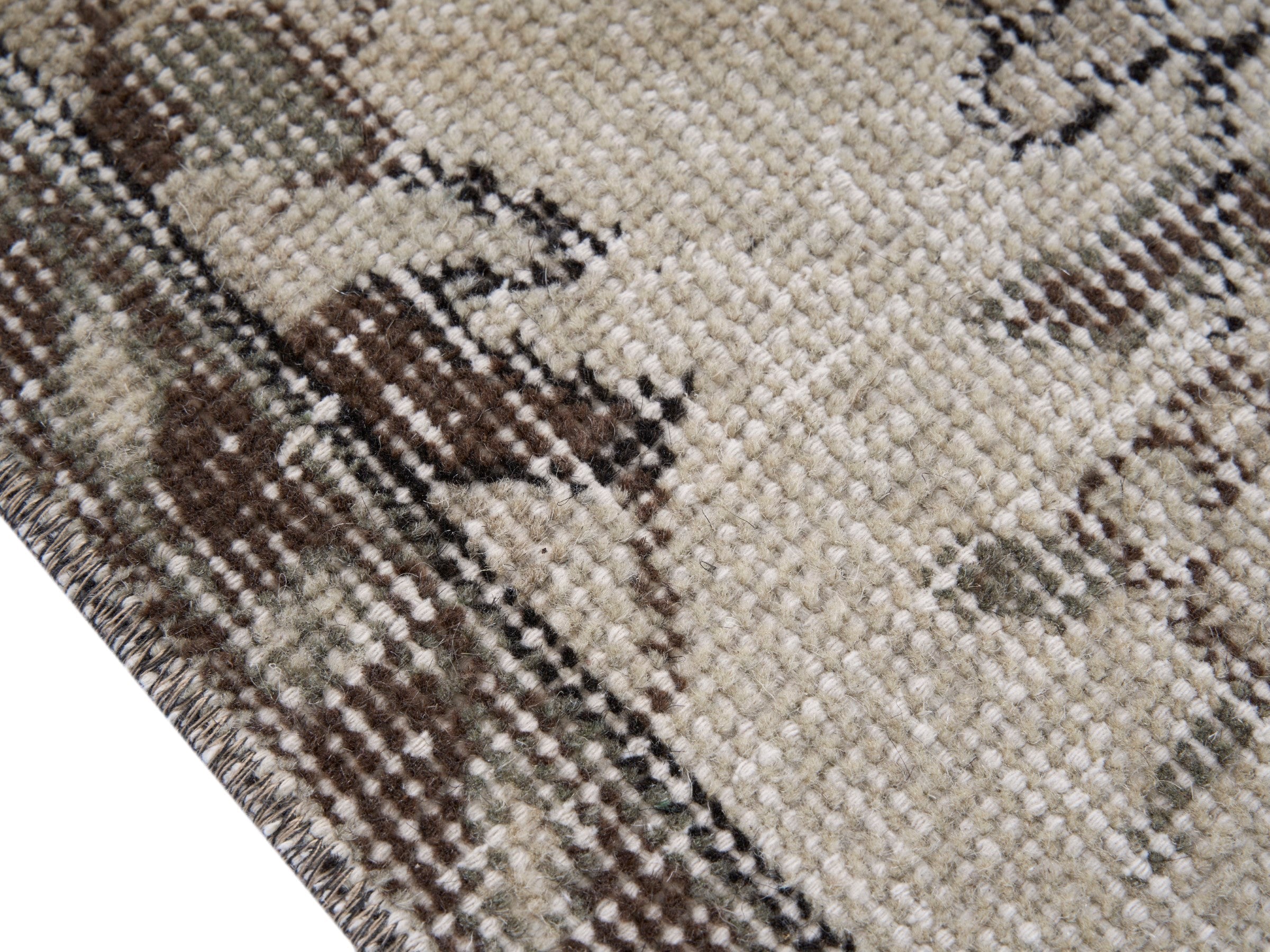 Turkish Isparta area rug in cream and taupe, view 6 of 10