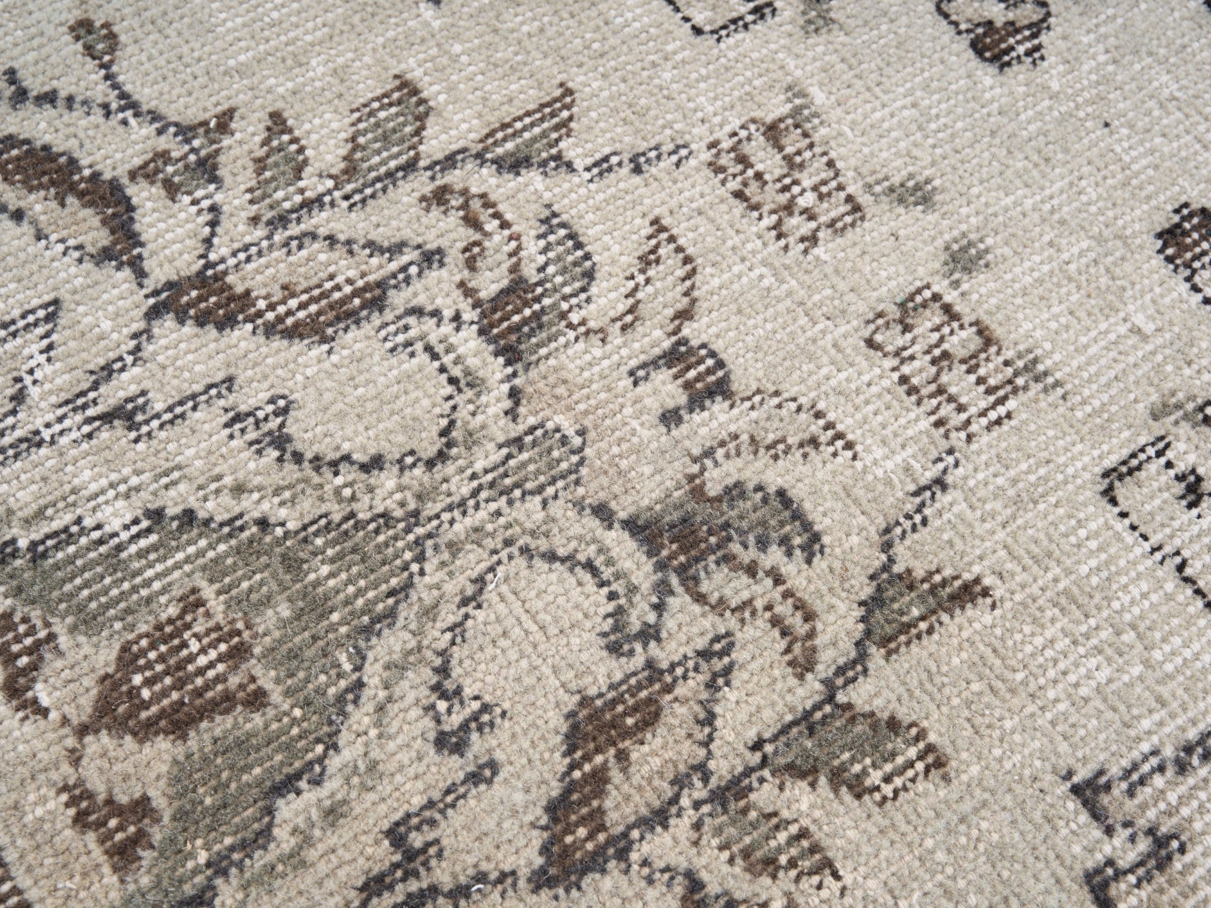 Turkish Isparta area rug in cream and taupe, view 7 of 10