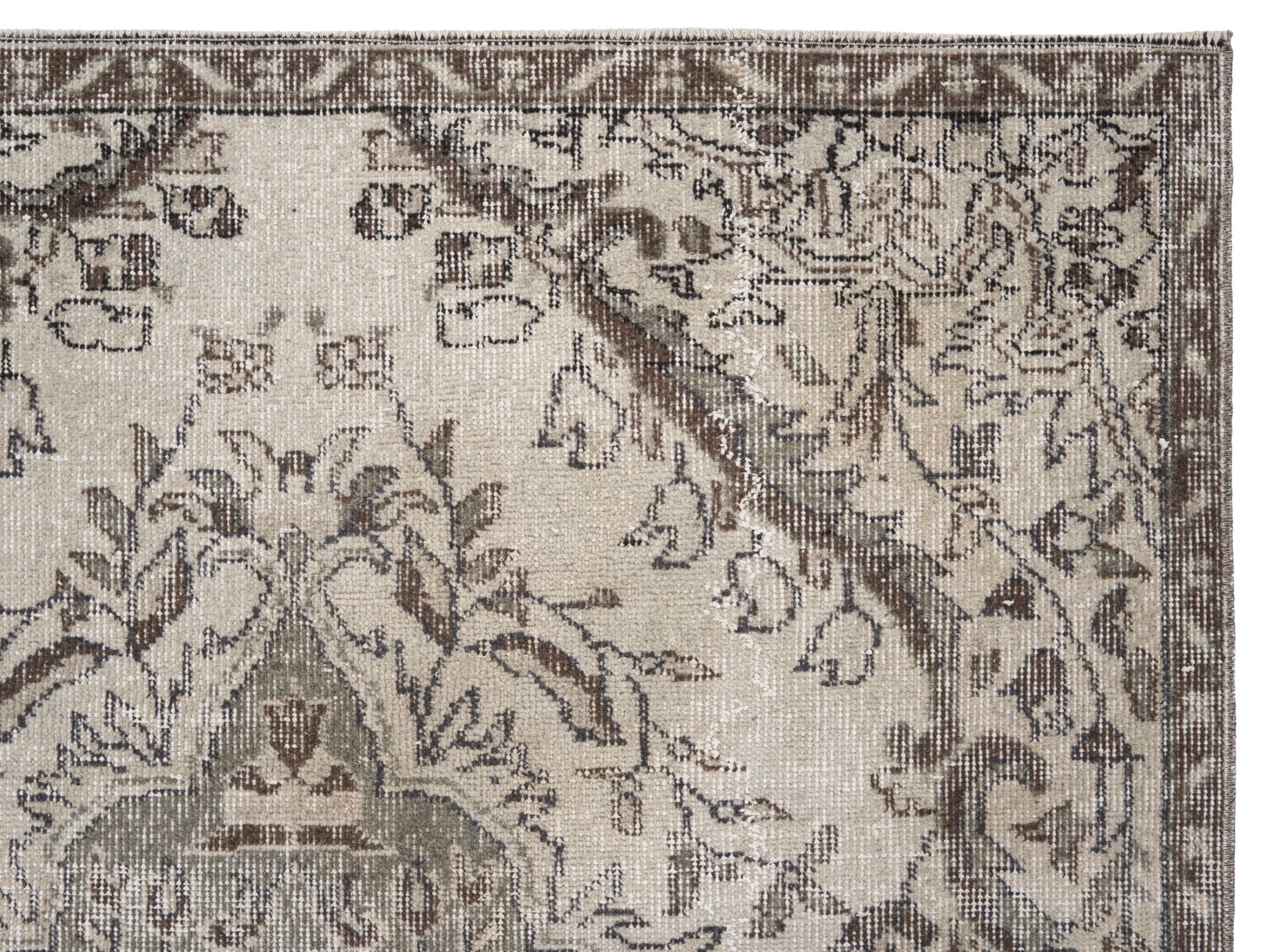 Turkish Isparta area rug in cream and taupe, view 8 of 10
