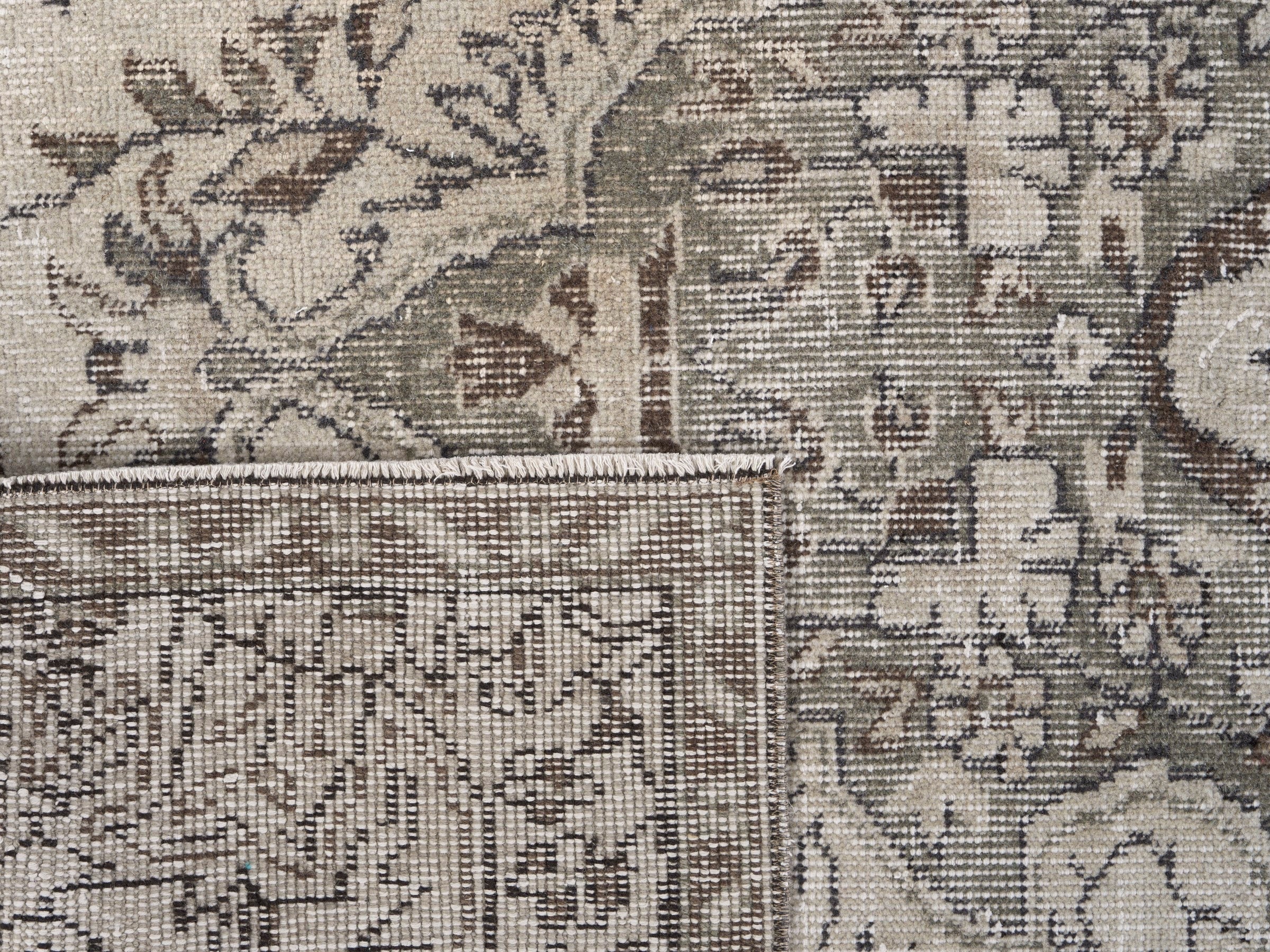 Turkish Isparta area rug in cream and taupe, view 10 of 10