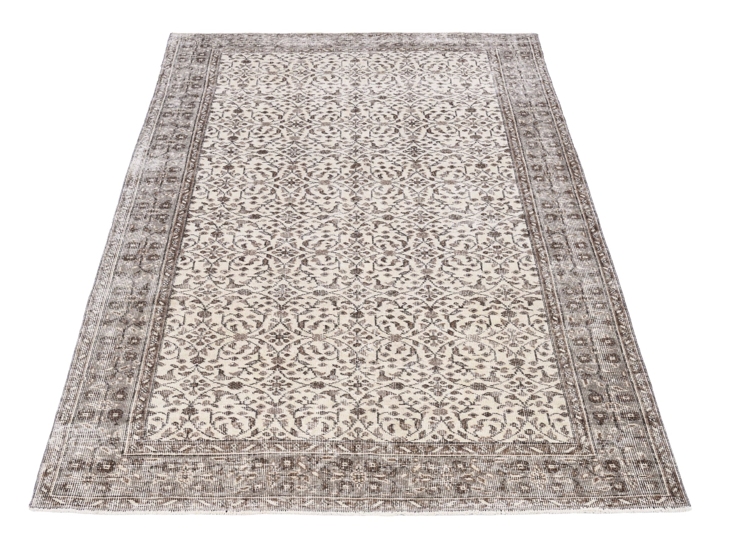 Turkish Isparta area rug in greige and ivory, view 2 of 10