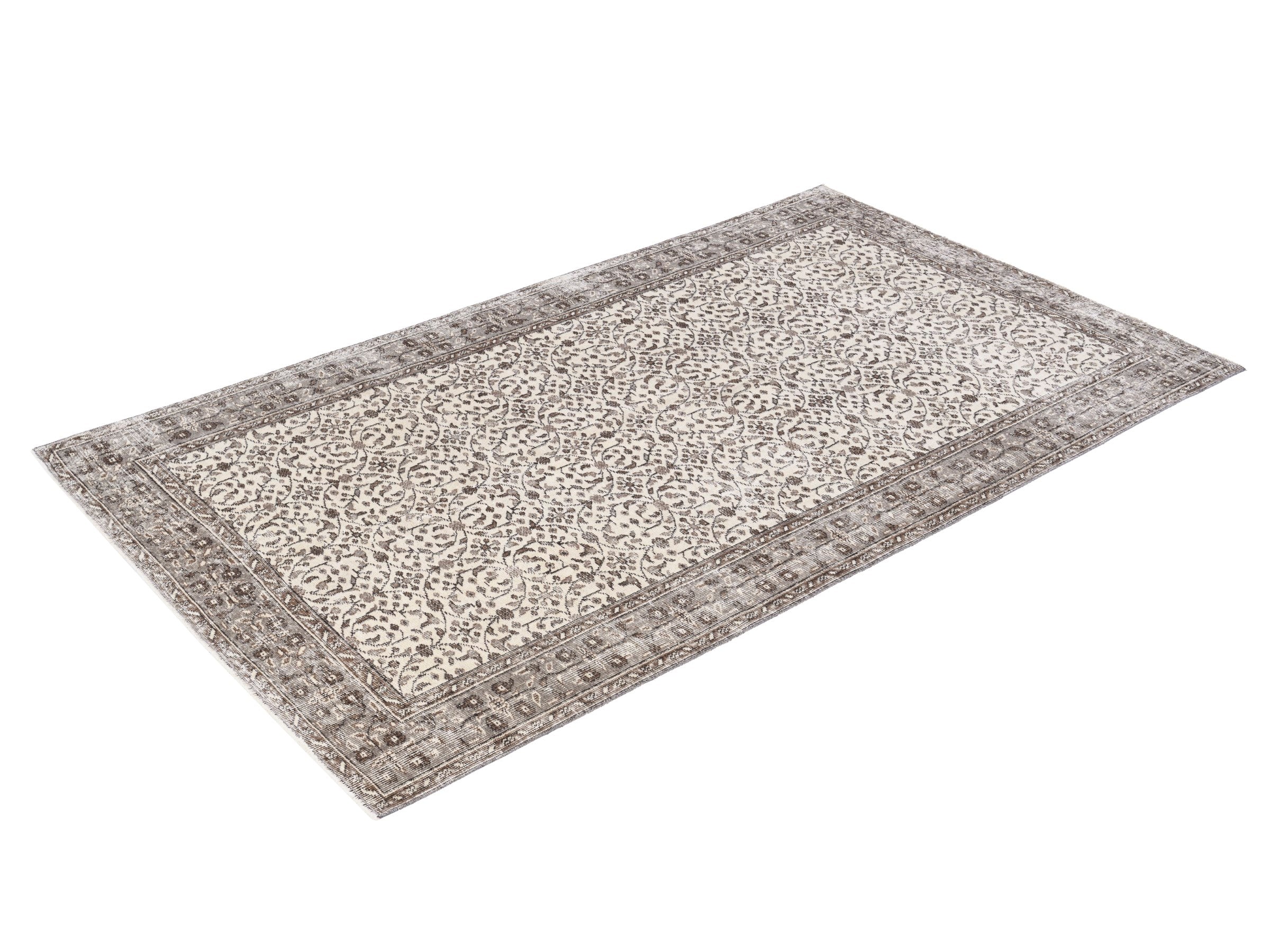 Turkish Isparta area rug in greige and ivory, view 3 of 10