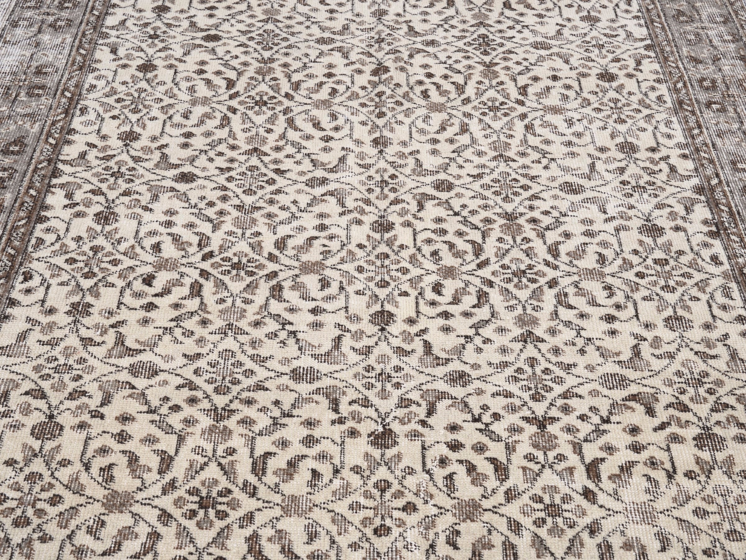 Turkish Isparta area rug in greige and ivory, view 4 of 10