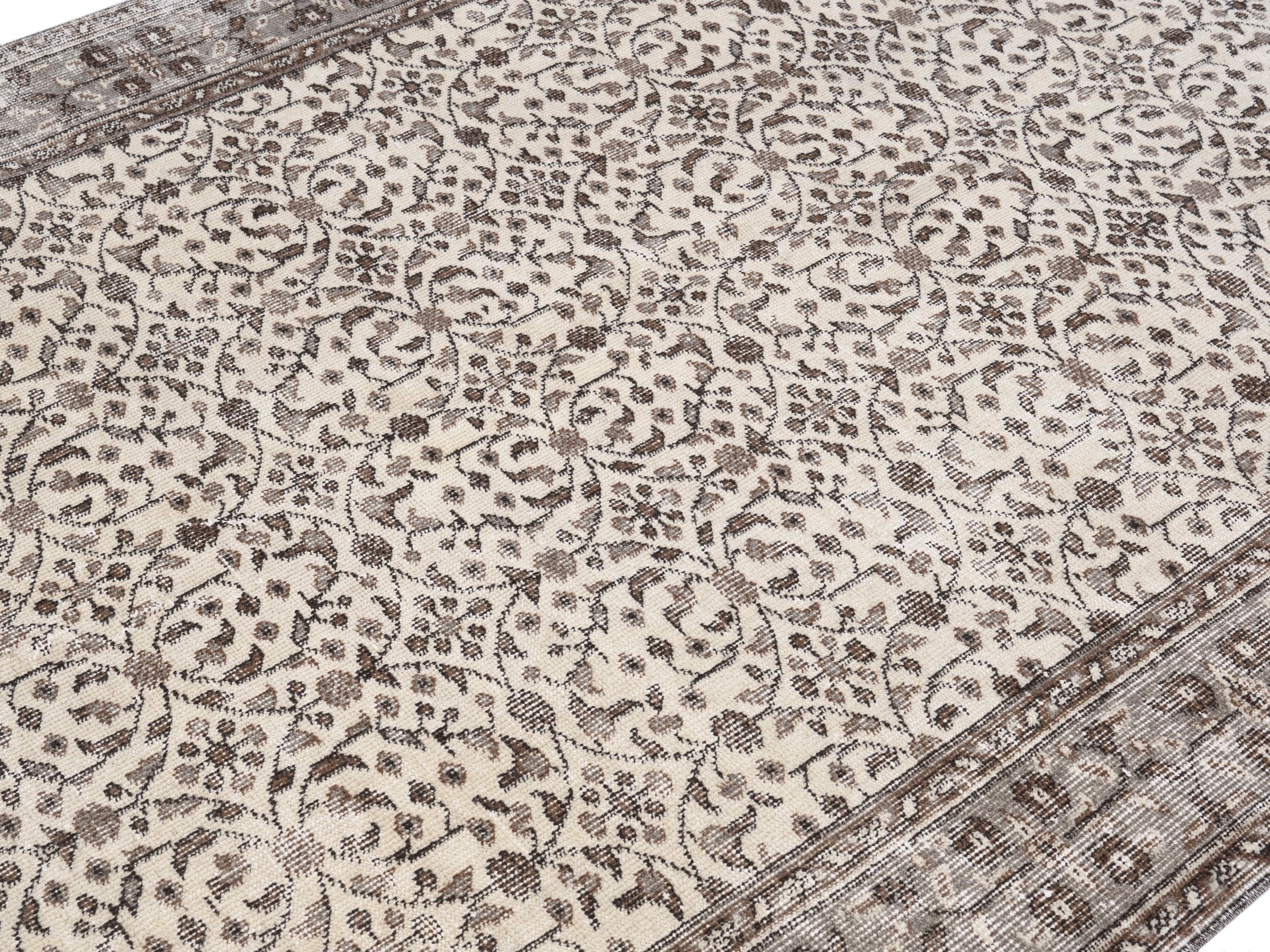 Turkish Isparta area rug in greige and ivory, view 5 of 10