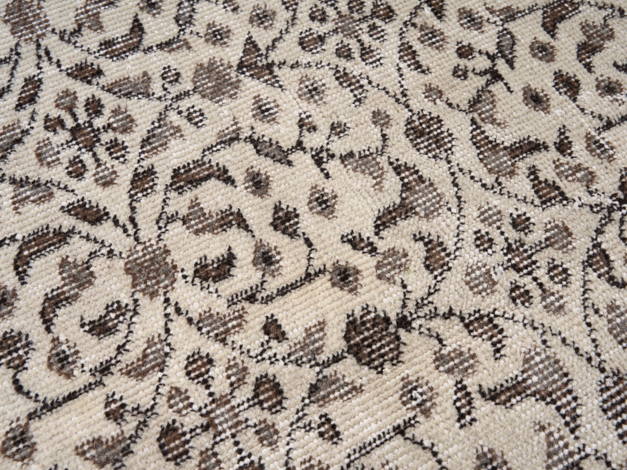 Turkish Isparta area rug in greige and ivory, view 7 of 10