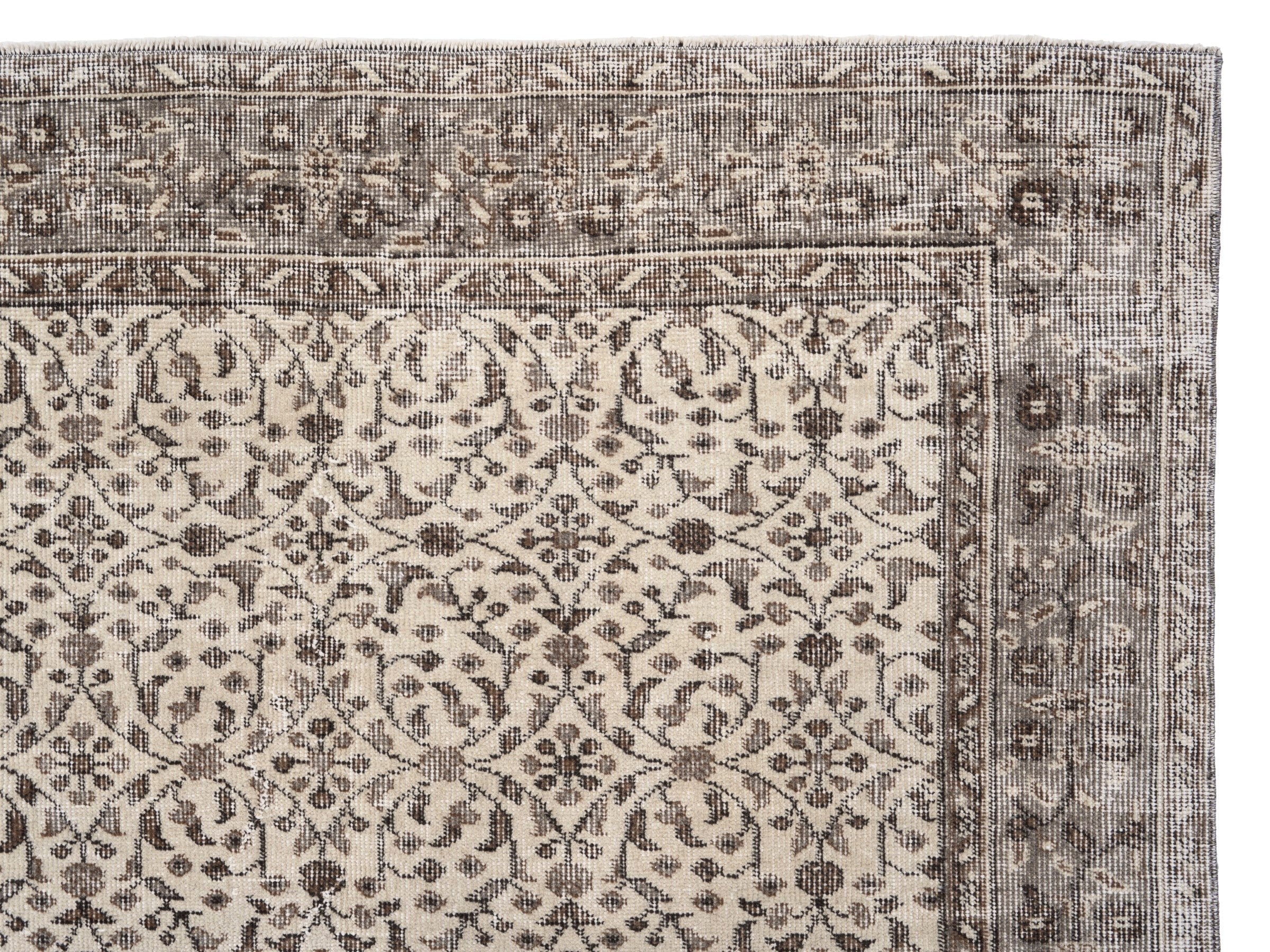 Turkish Isparta area rug in greige and ivory, view 8 of 10