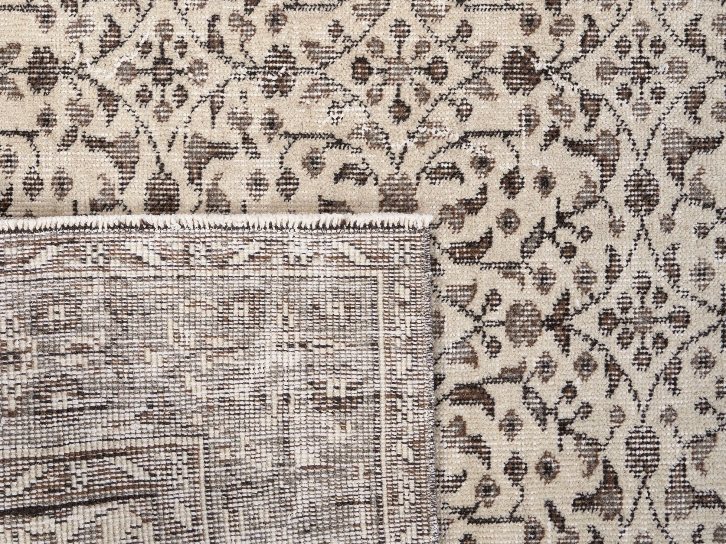 Turkish Isparta area rug in greige and ivory, view 10 of 10