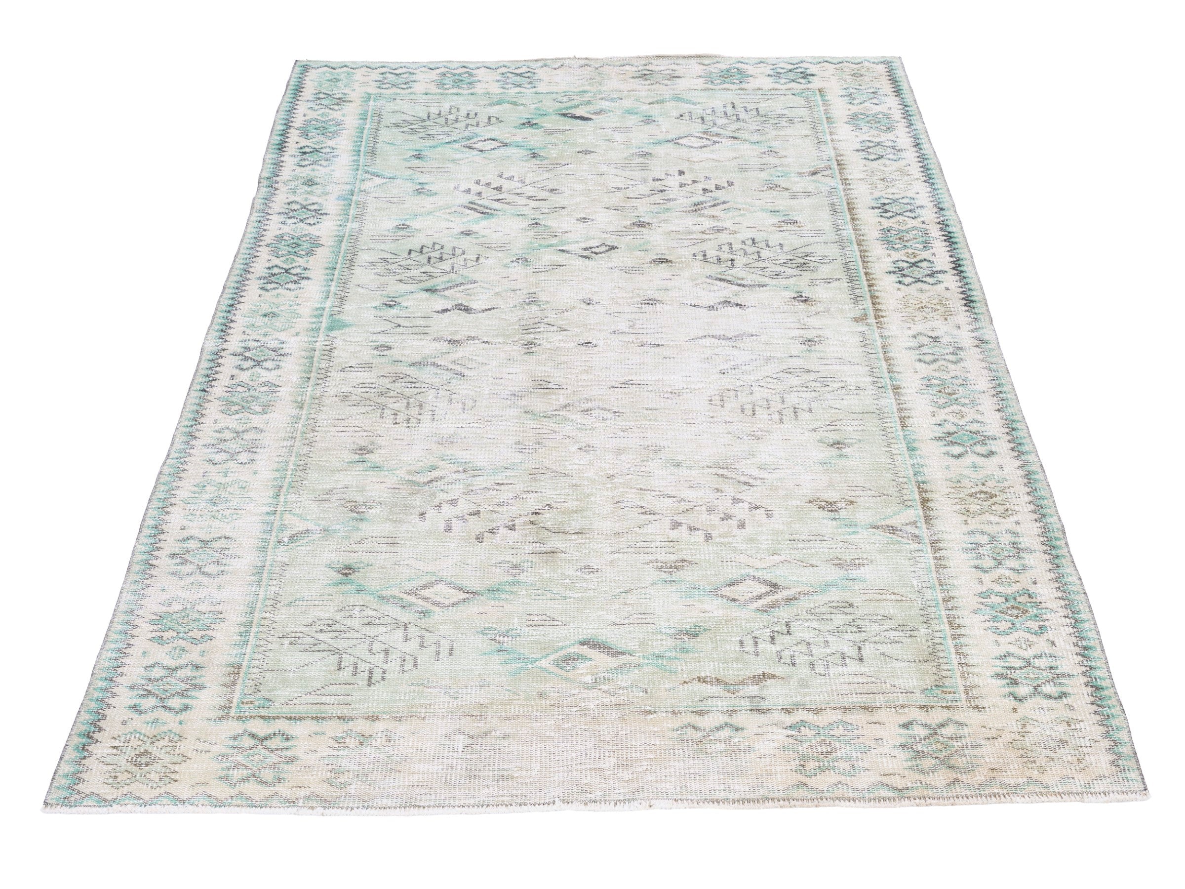 Turkish Manisa area rug in cream and greige, view 2 of 10