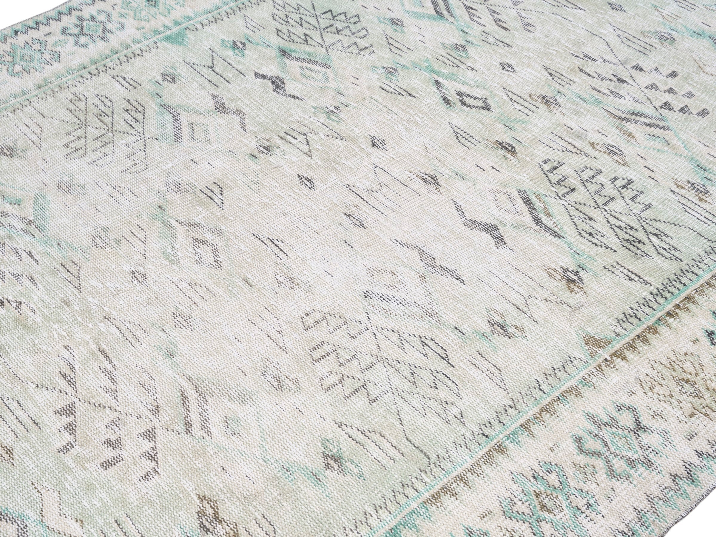 Turkish Manisa area rug in cream and greige, view 5 of 10