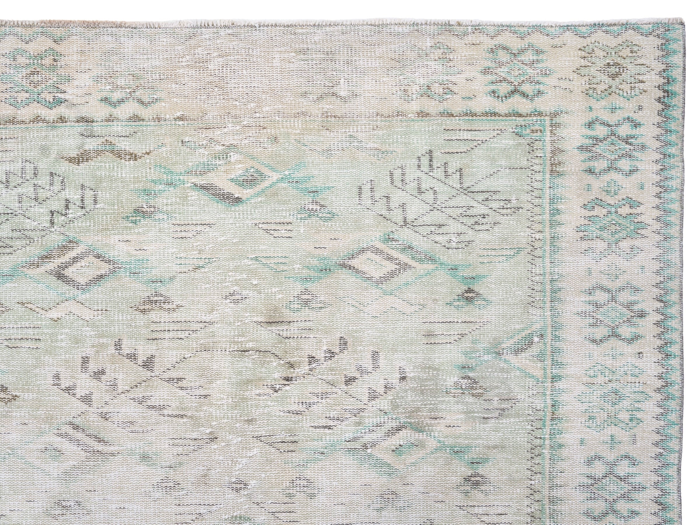 Turkish Manisa area rug in cream and greige, view 8 of 10